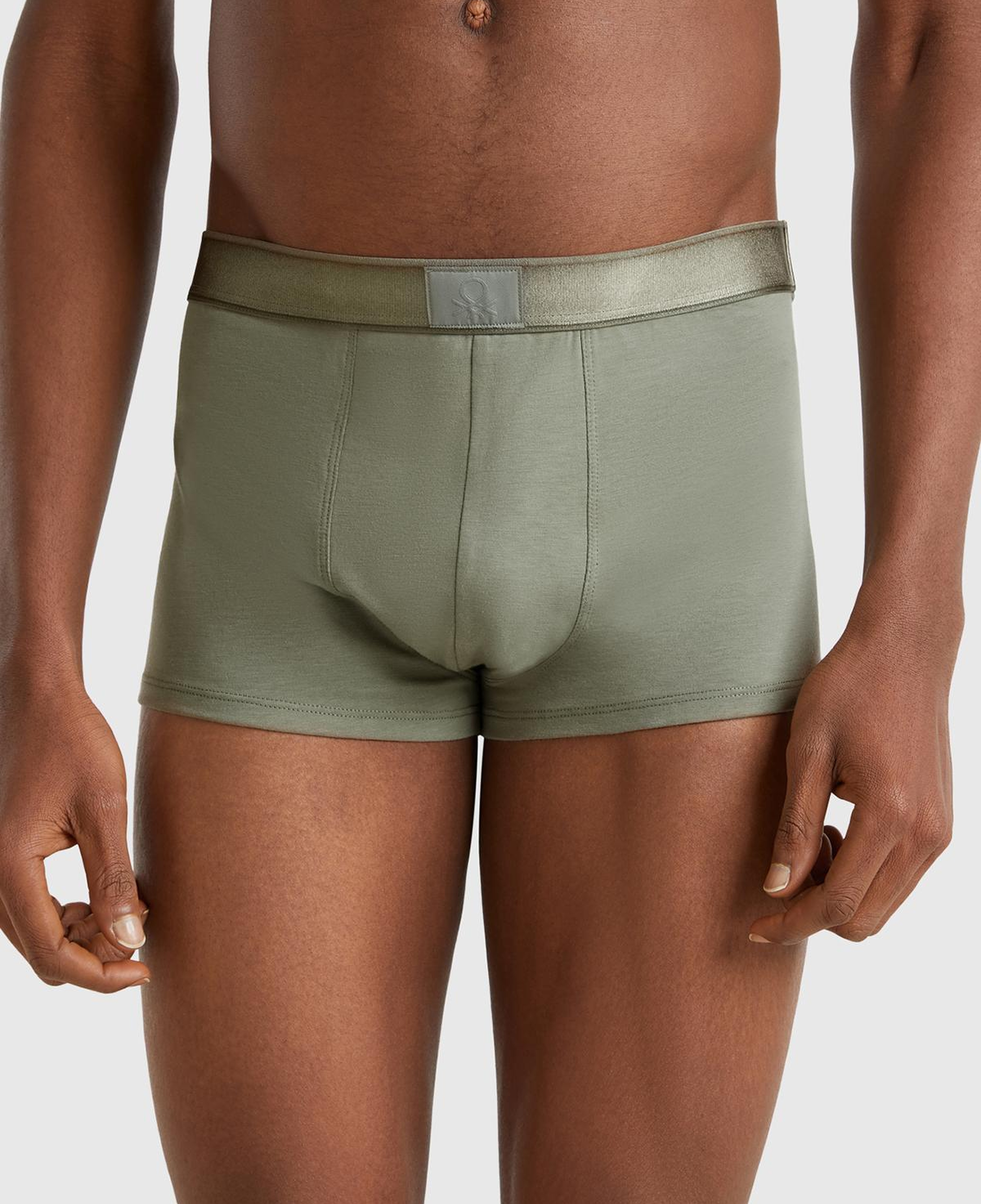 Erkek Soluk Yeşil Pamuk Karışımlı Beli Logo Baskılı Boxer