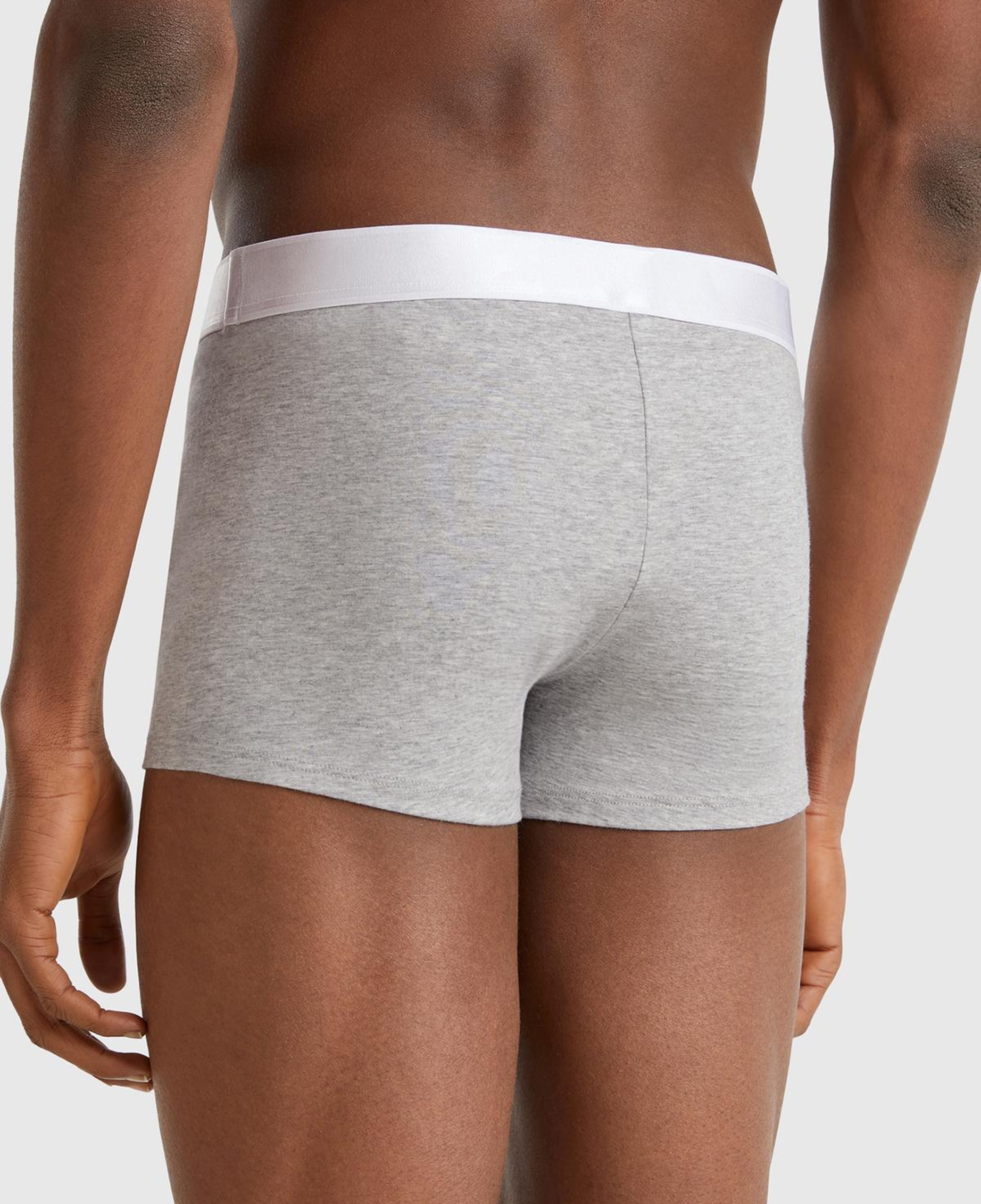 Erkek Gri Melanj Pamuk Karışımlı Beli Logo Baskılı Boxer