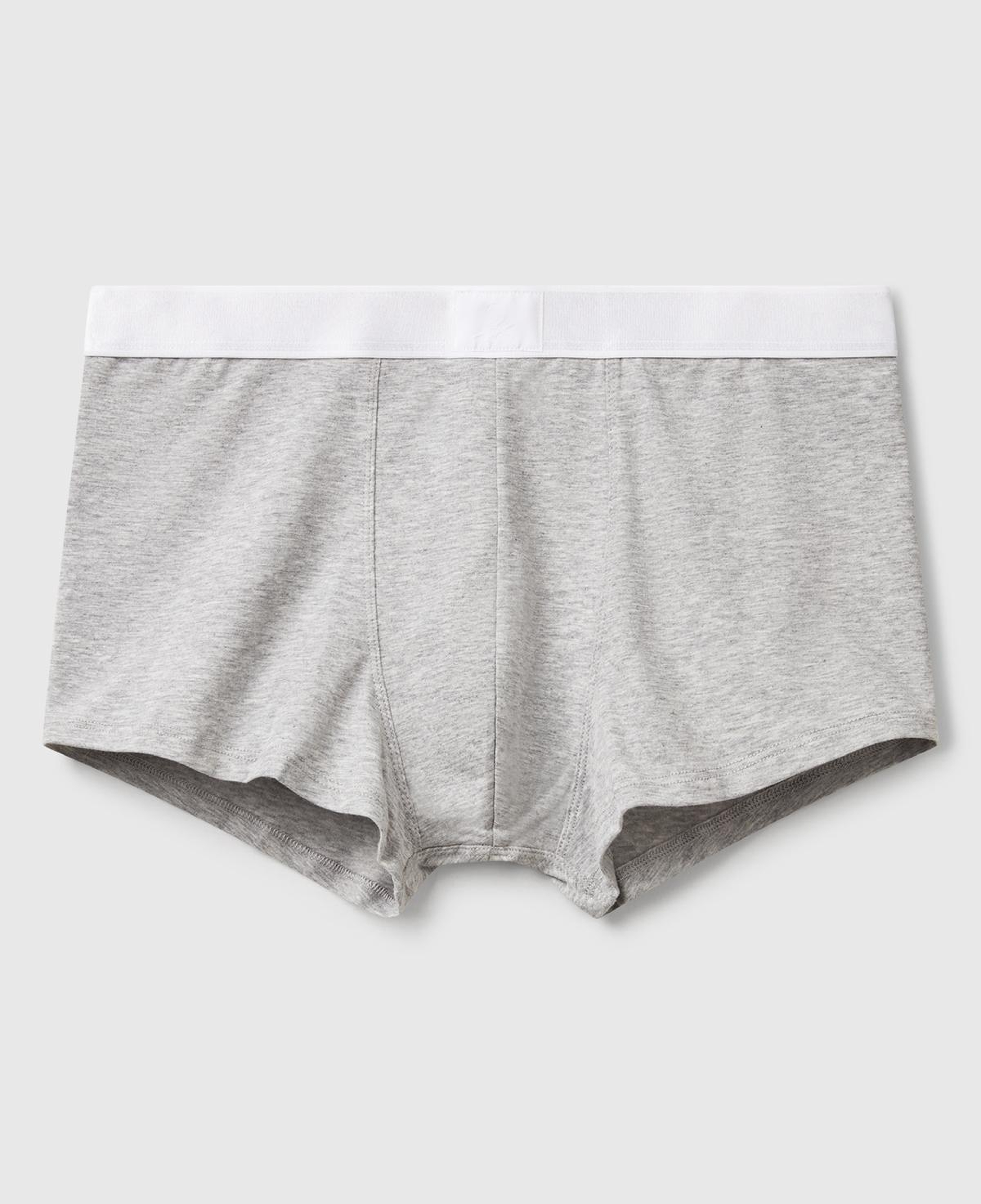 Erkek Gri Melanj Pamuk Karışımlı Beli Logo Baskılı Boxer