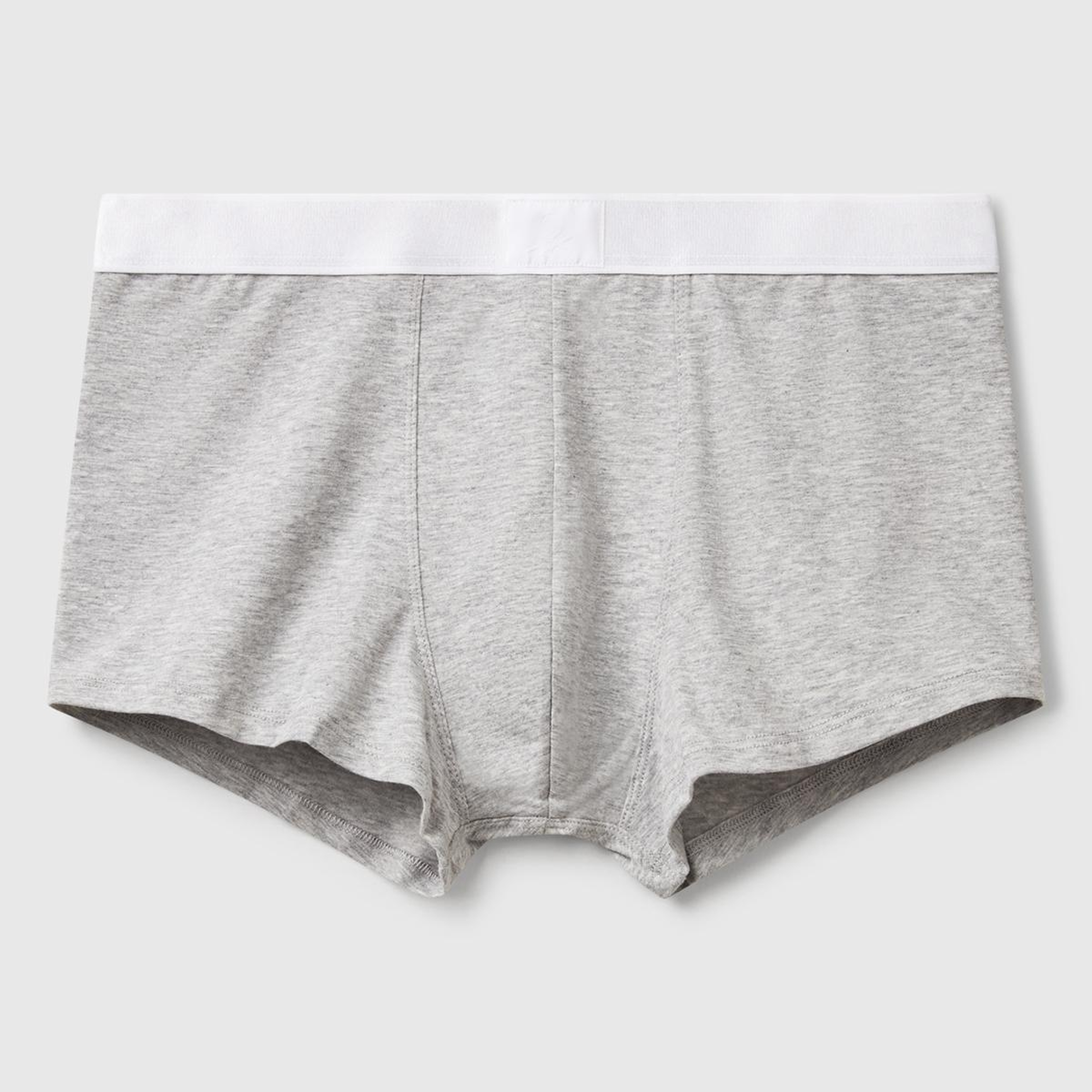 Erkek Gri Melanj Pamuk Karışımlı Beli Logo Baskılı Boxer