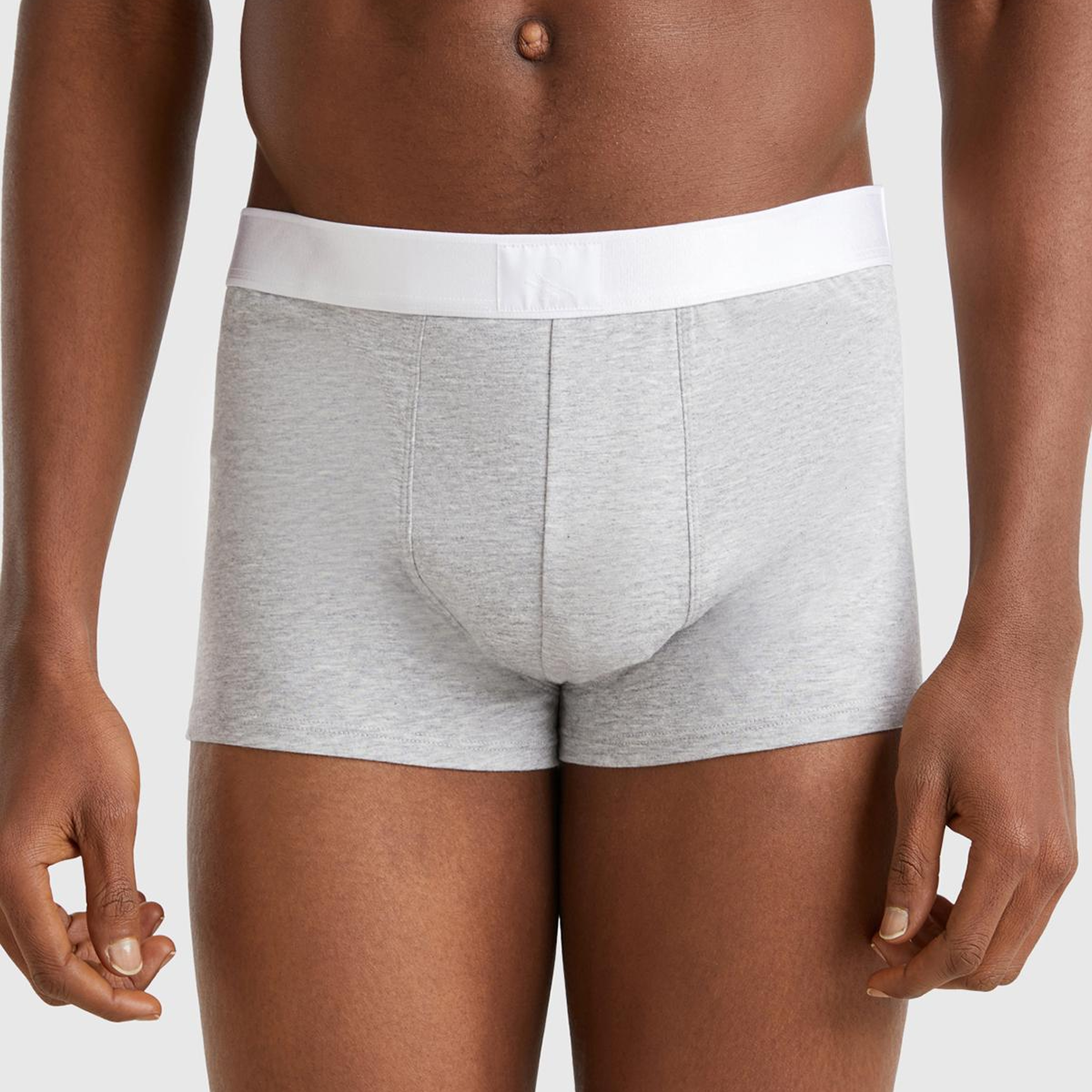 Erkek Gri Melanj Pamuk Karışımlı Beli Logo Baskılı Boxer