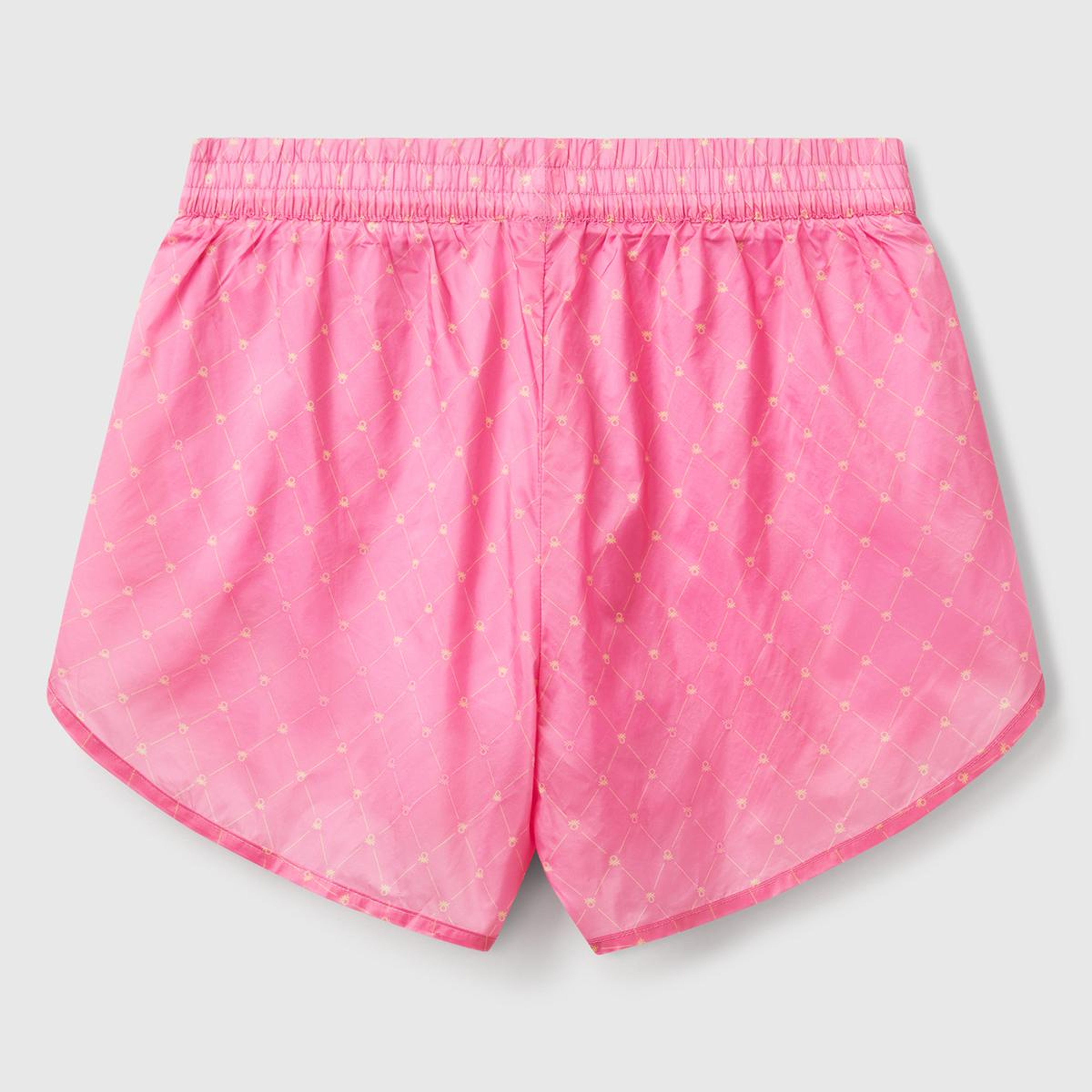 Kadın Pembe Desenli Beli Lastikli Wide Leg Şort