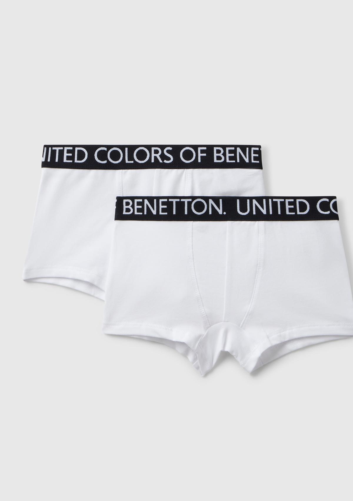 Erkek Çocuk Beyaz Beli Logo Baskılı 2'li Boxer Seti