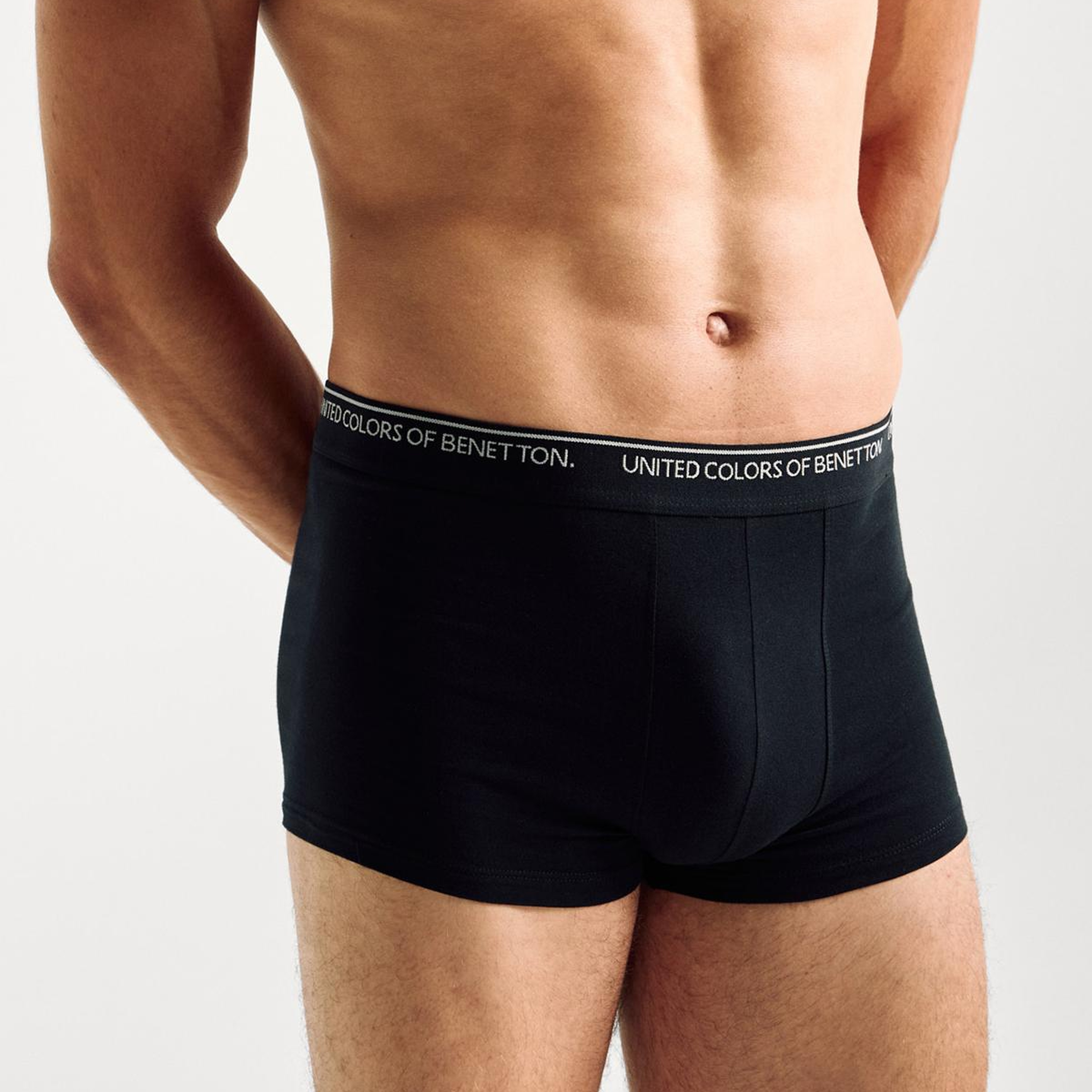 Erkek Siyah Pamuk Karışımlı Beli Logo Baskılı Tek Renk Boxer