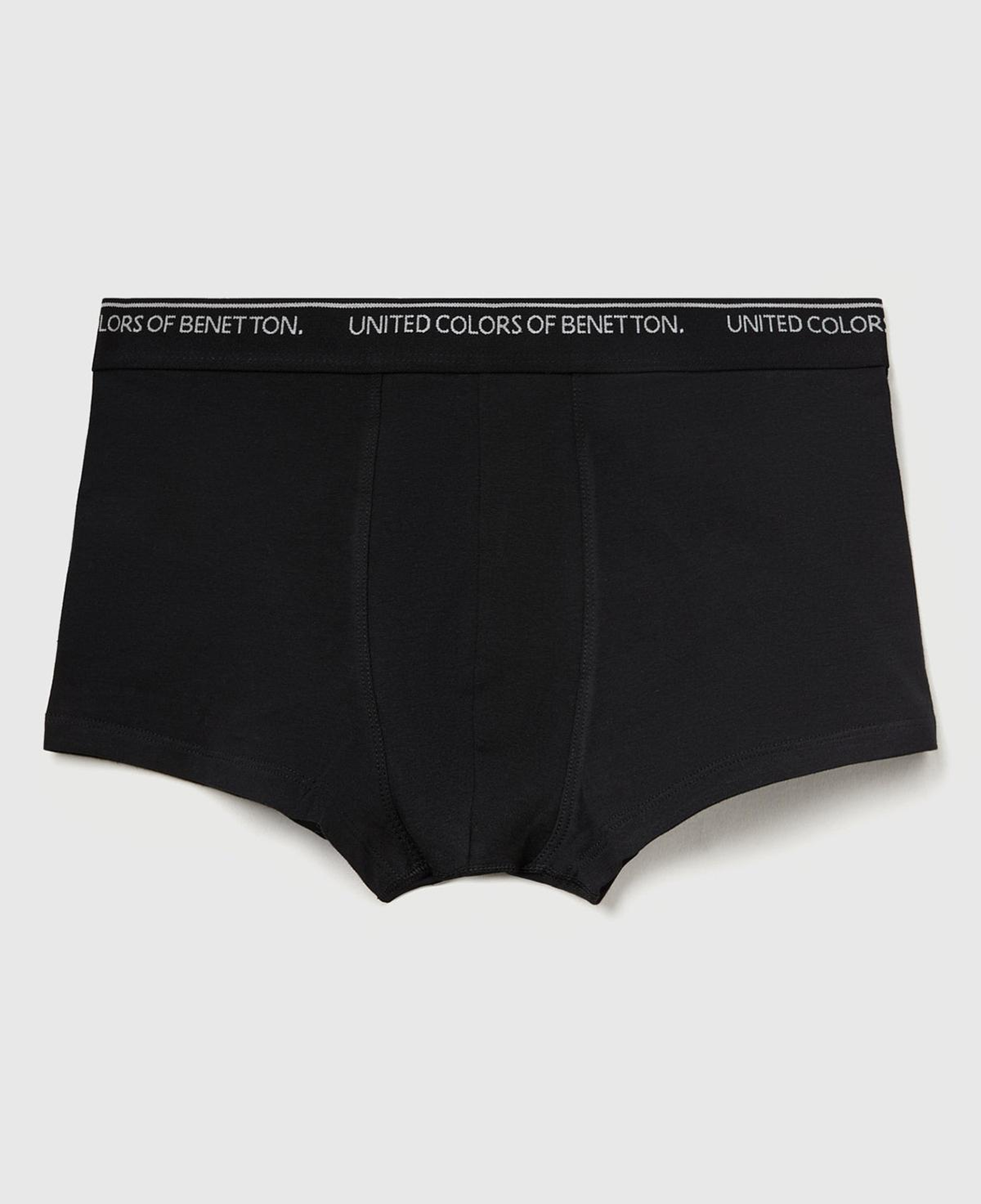 Erkek Siyah Pamuk Karışımlı Beli Logo Baskılı Tek Renk Boxer