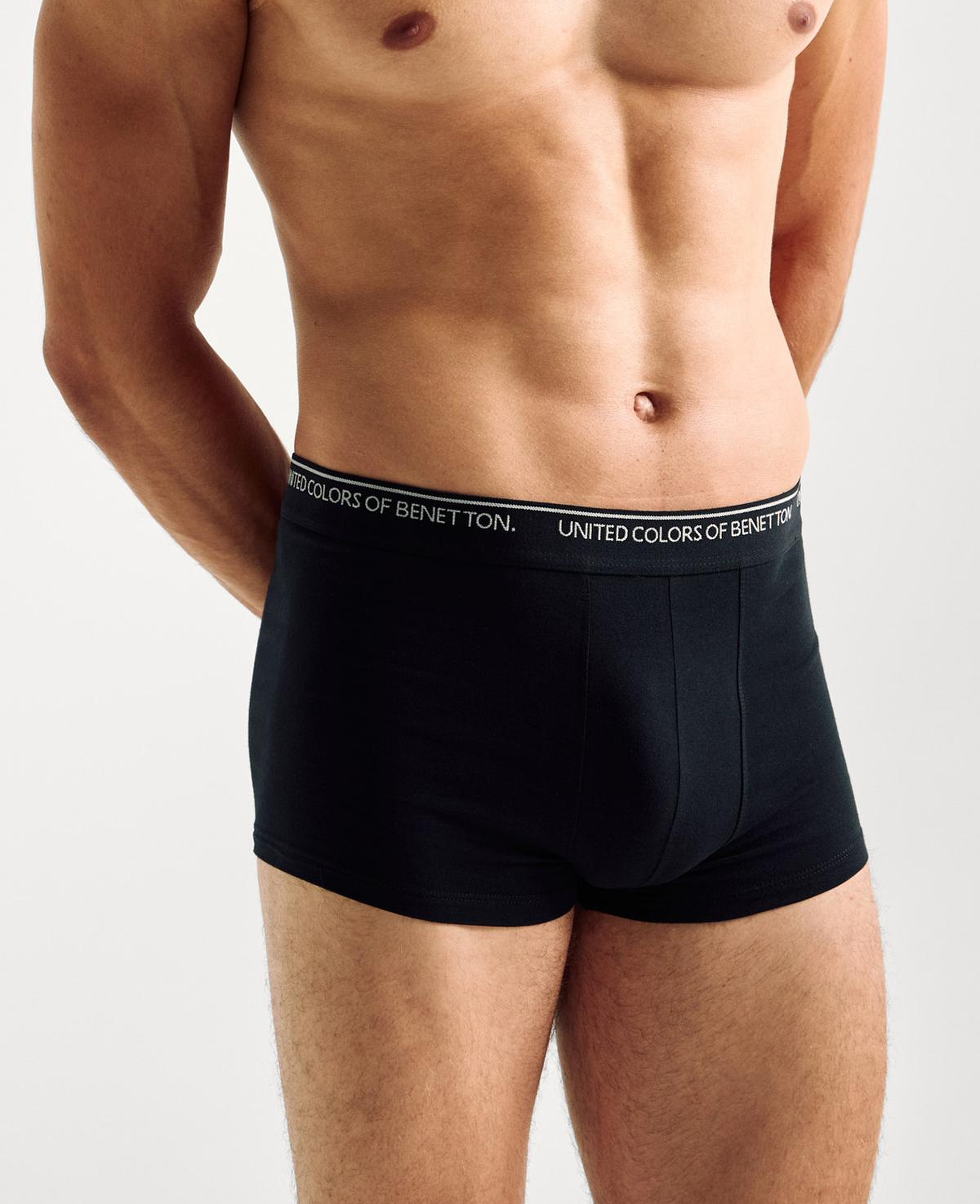 Erkek Siyah Pamuk Karışımlı Beli Logo Baskılı Tek Renk Boxer