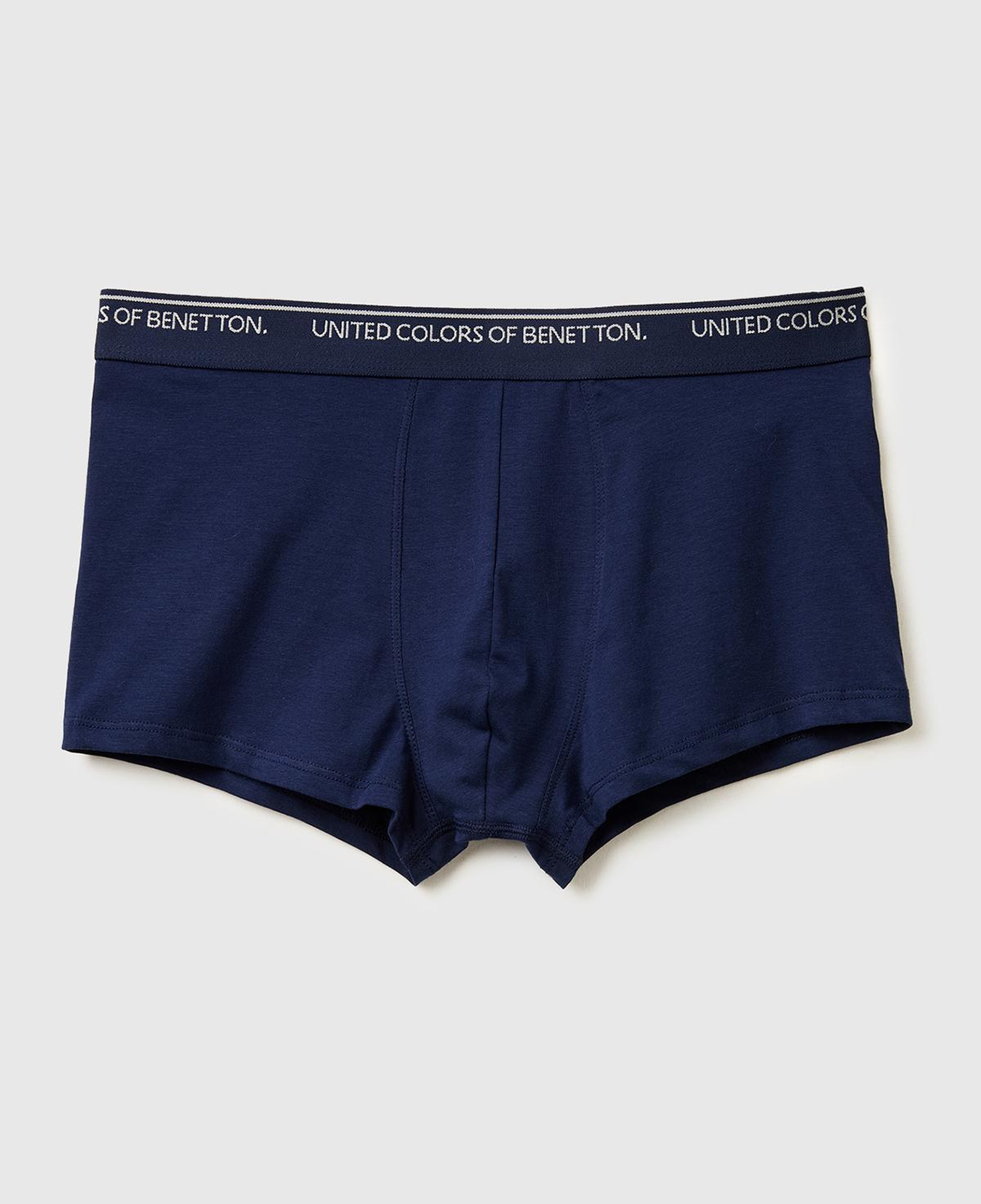 Erkek Lacivert Pamuk Karışımlı Beli Logo Baskılı Tek Renk Boxer