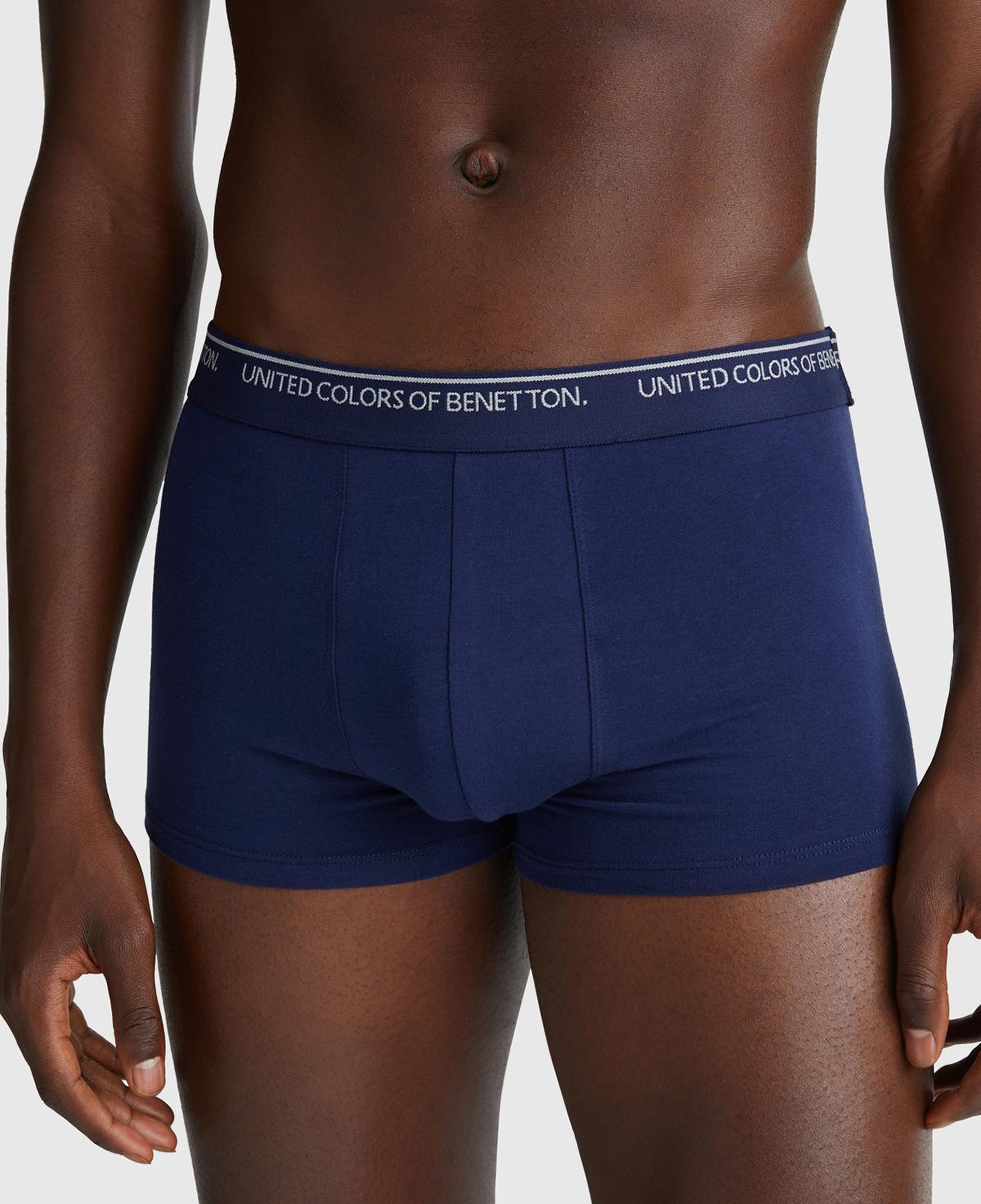 Erkek Lacivert Pamuk Karışımlı Beli Logo Baskılı Tek Renk Boxer