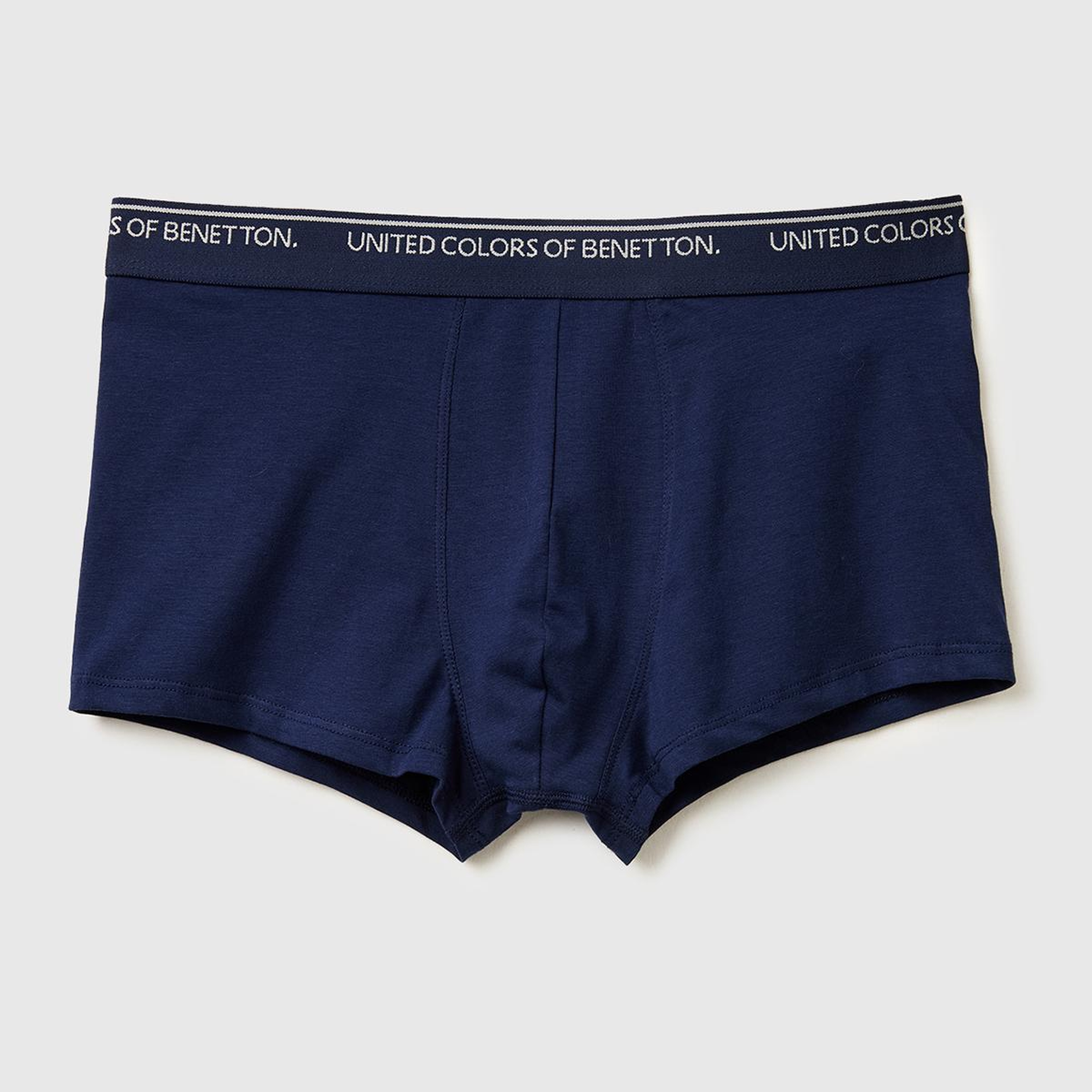 Erkek Lacivert Pamuk Karışımlı Beli Logo Baskılı Tek Renk Boxer