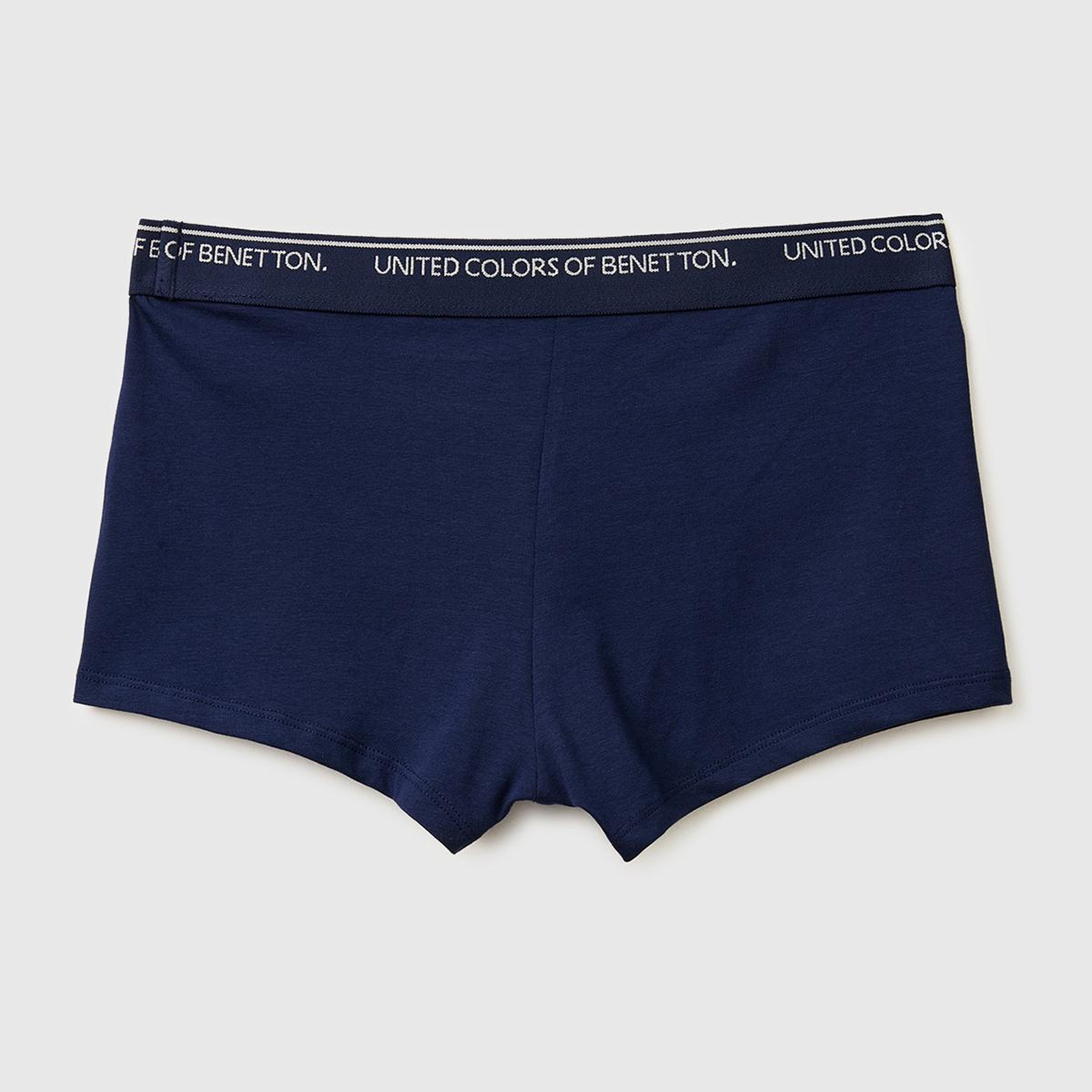 Erkek Lacivert Pamuk Karışımlı Beli Logo Baskılı Tek Renk Boxer