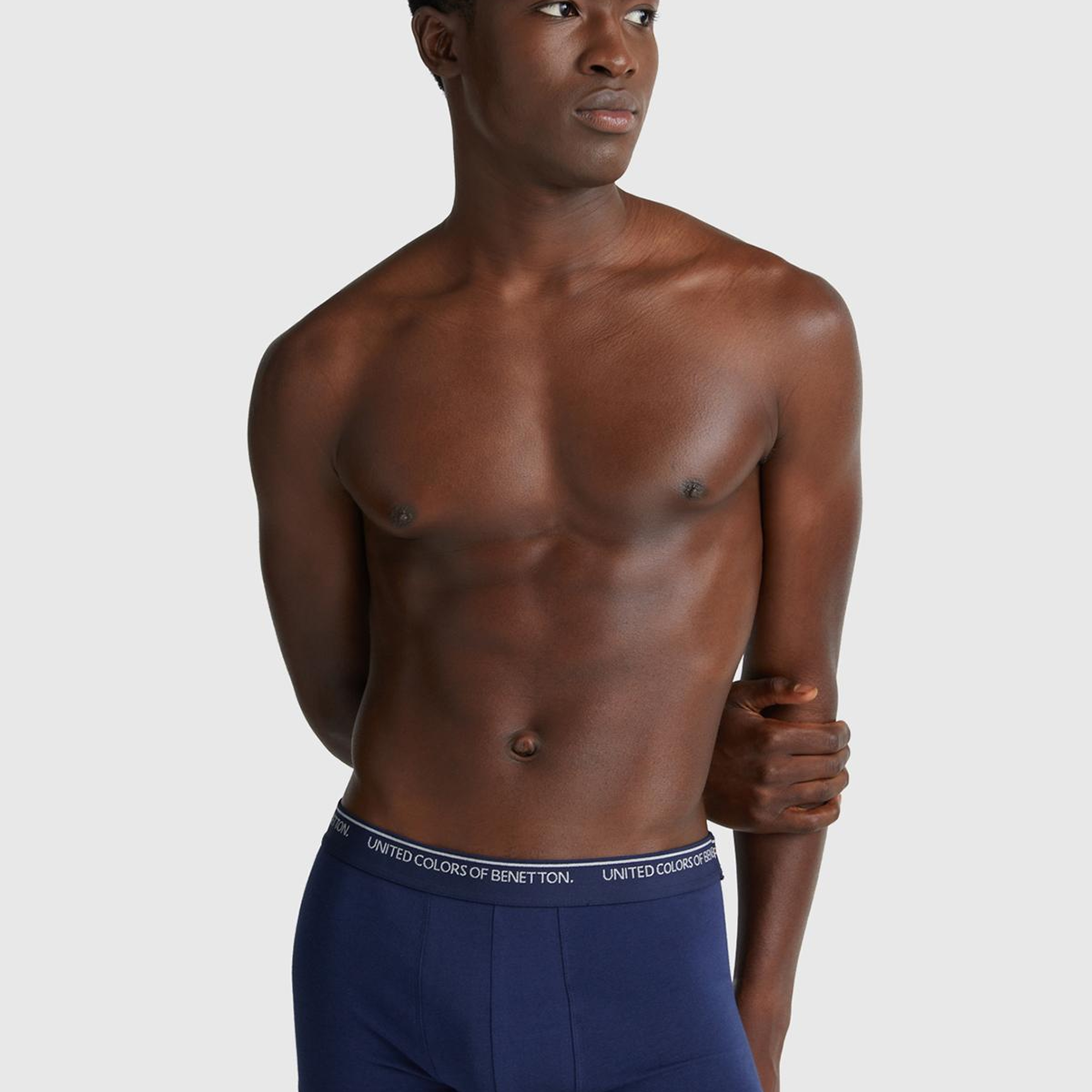 Erkek Lacivert Pamuk Karışımlı Beli Logo Baskılı Tek Renk Boxer