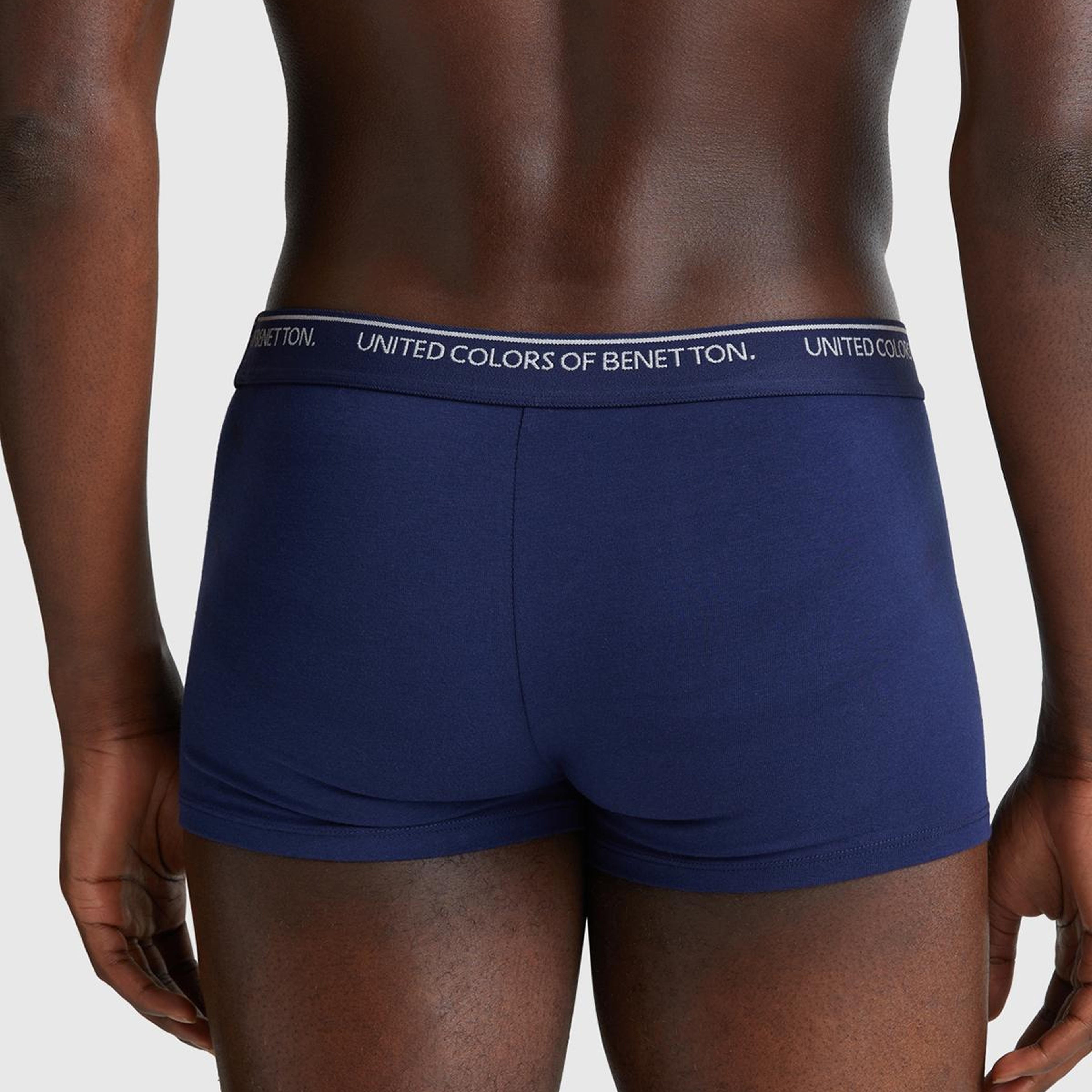 Erkek Lacivert Pamuk Karışımlı Beli Logo Baskılı Tek Renk Boxer
