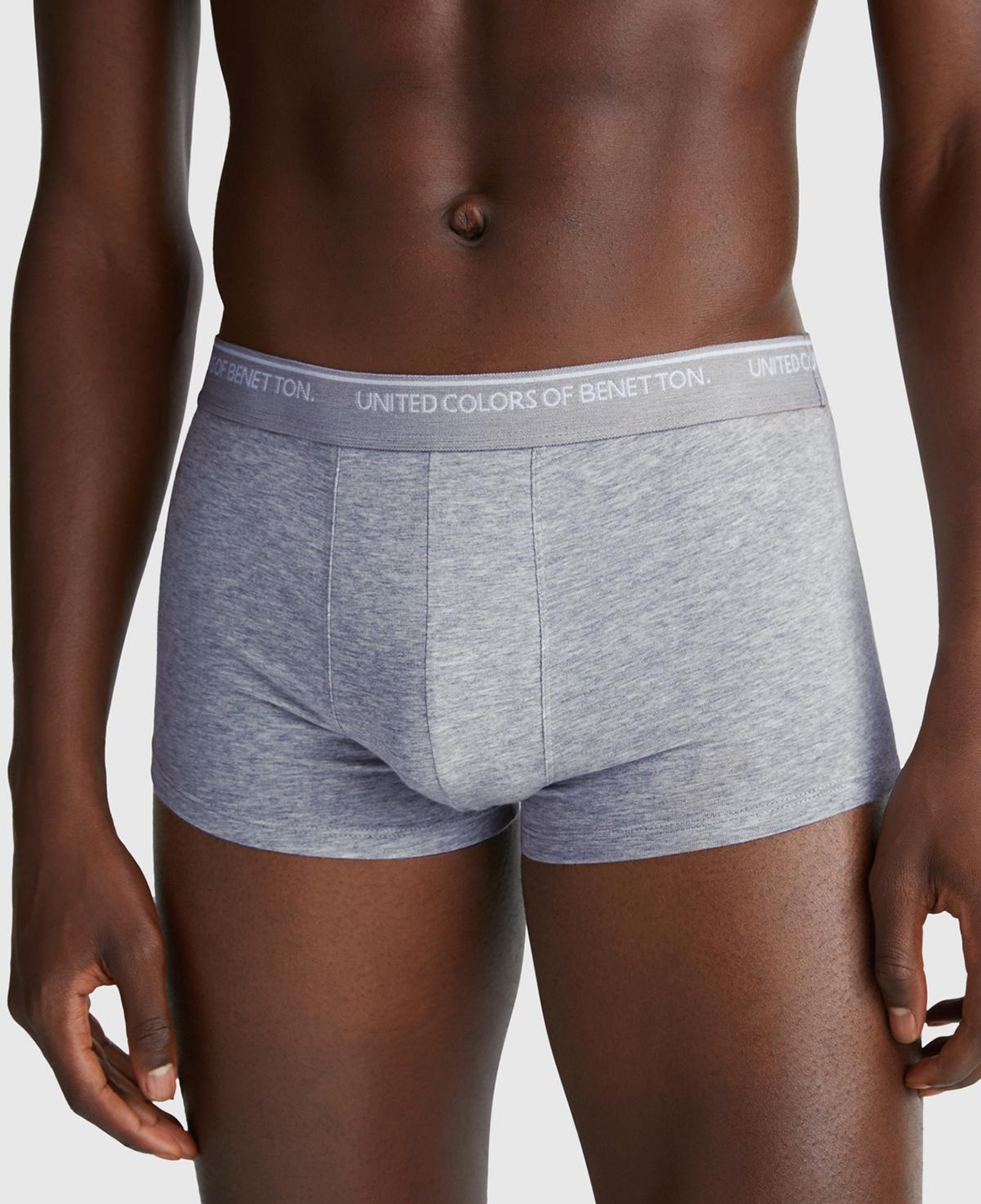 Erkek Gri Melanj Pamuk Karışımlı Beli Logo Baskılı Tek Renk Boxer