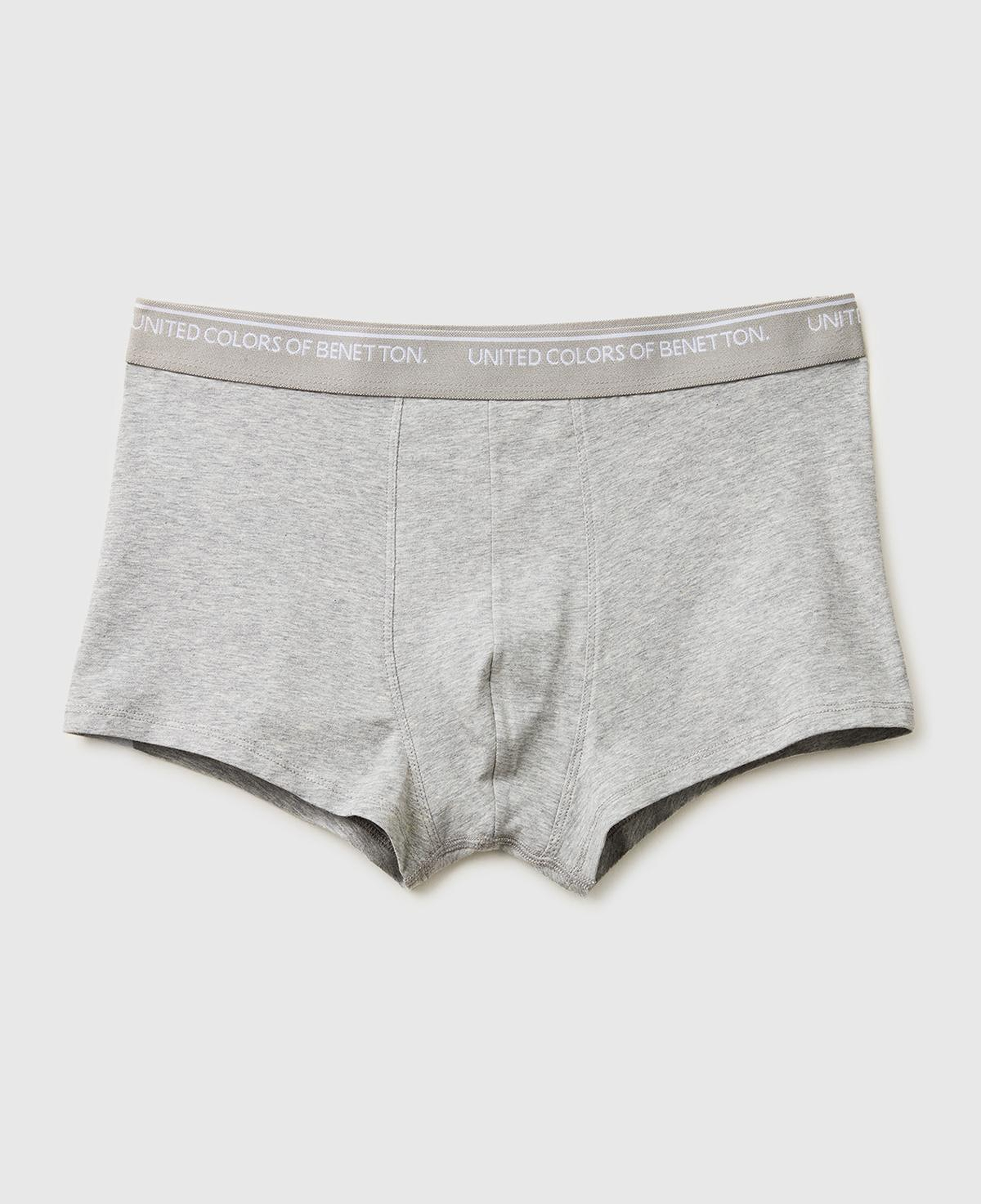 Erkek Gri Melanj Pamuk Karışımlı Beli Logo Baskılı Tek Renk Boxer