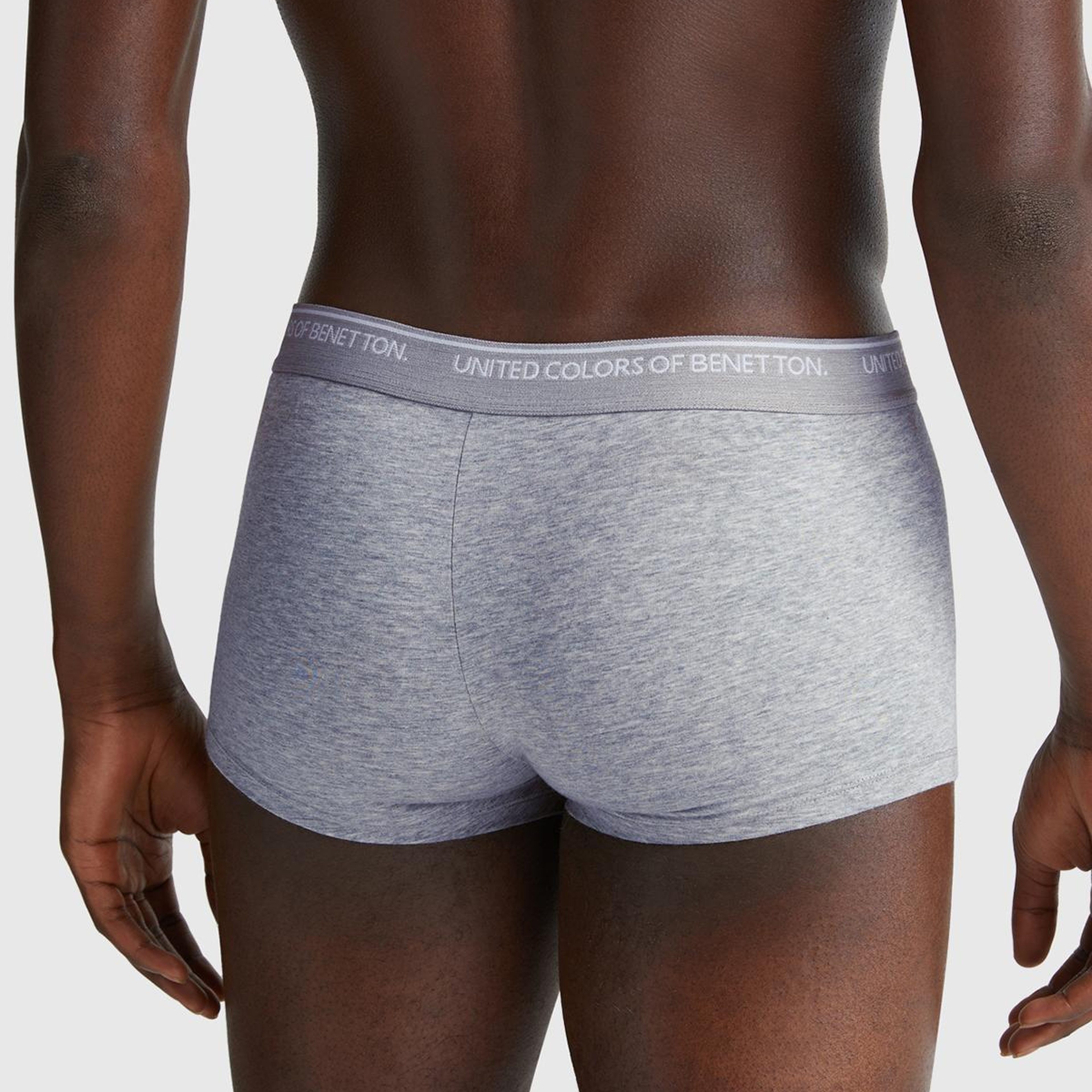 Erkek Gri Melanj Pamuk Karışımlı Beli Logo Baskılı Tek Renk Boxer