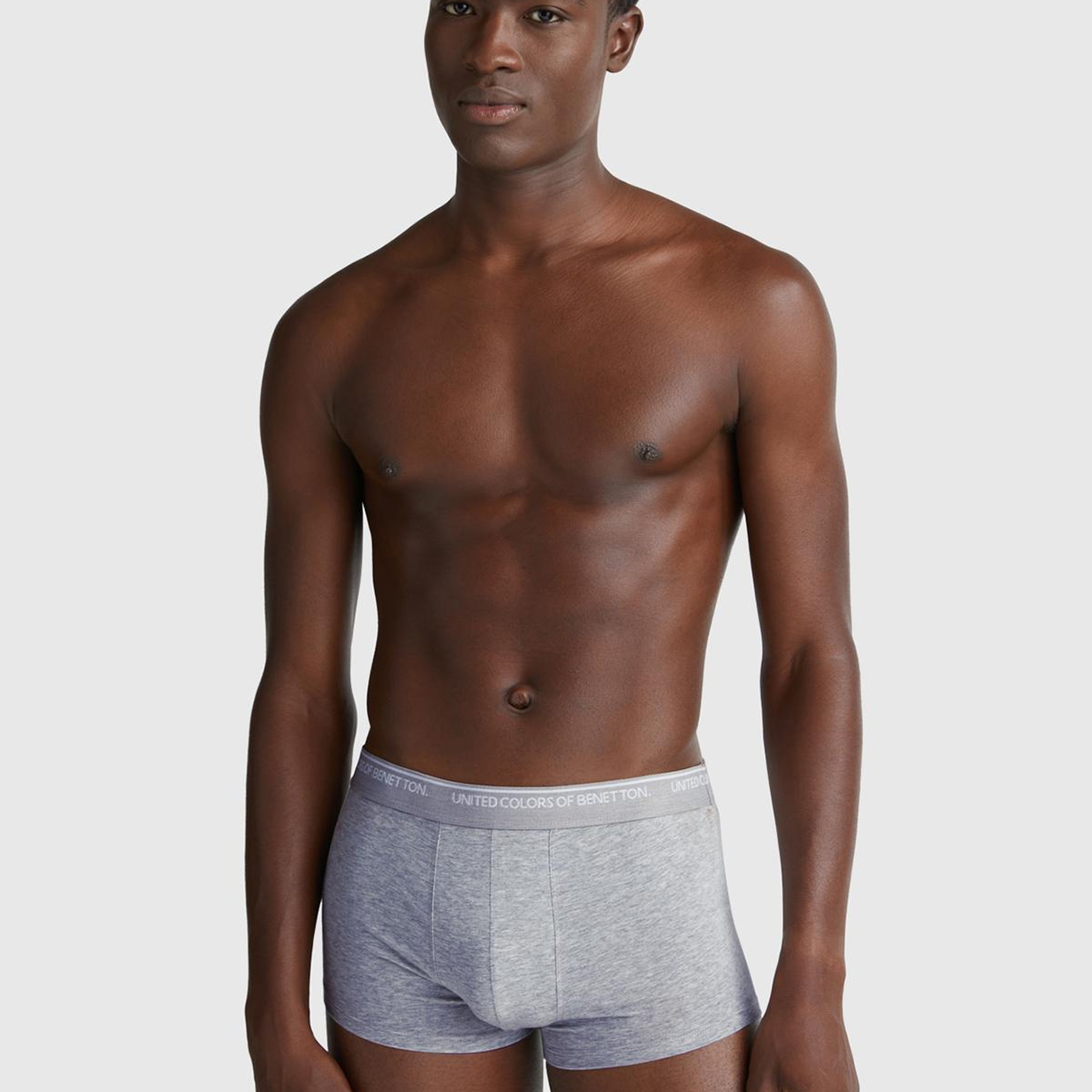 Erkek Gri Melanj Pamuk Karışımlı Beli Logo Baskılı Tek Renk Boxer