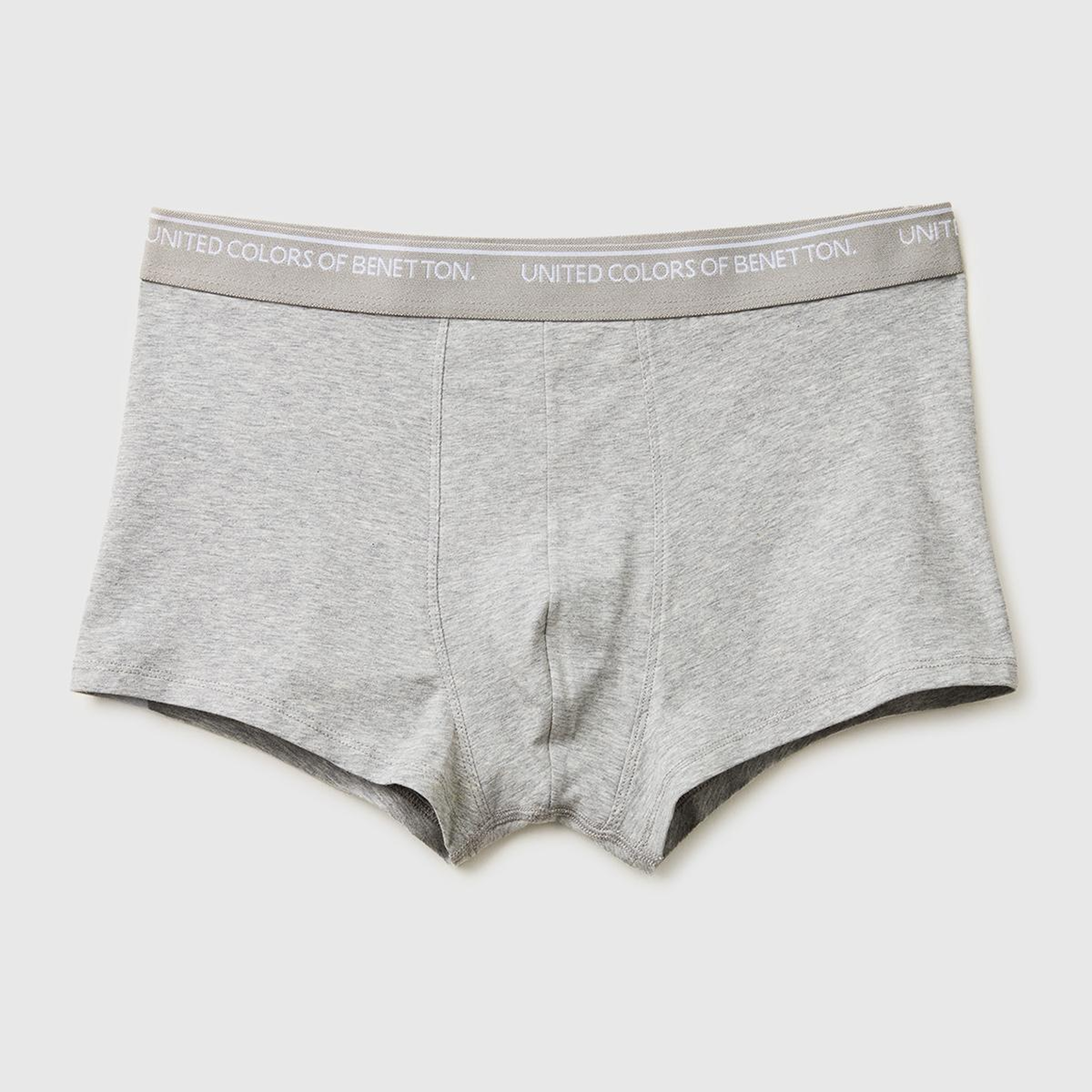 Erkek Gri Melanj Pamuk Karışımlı Beli Logo Baskılı Tek Renk Boxer
