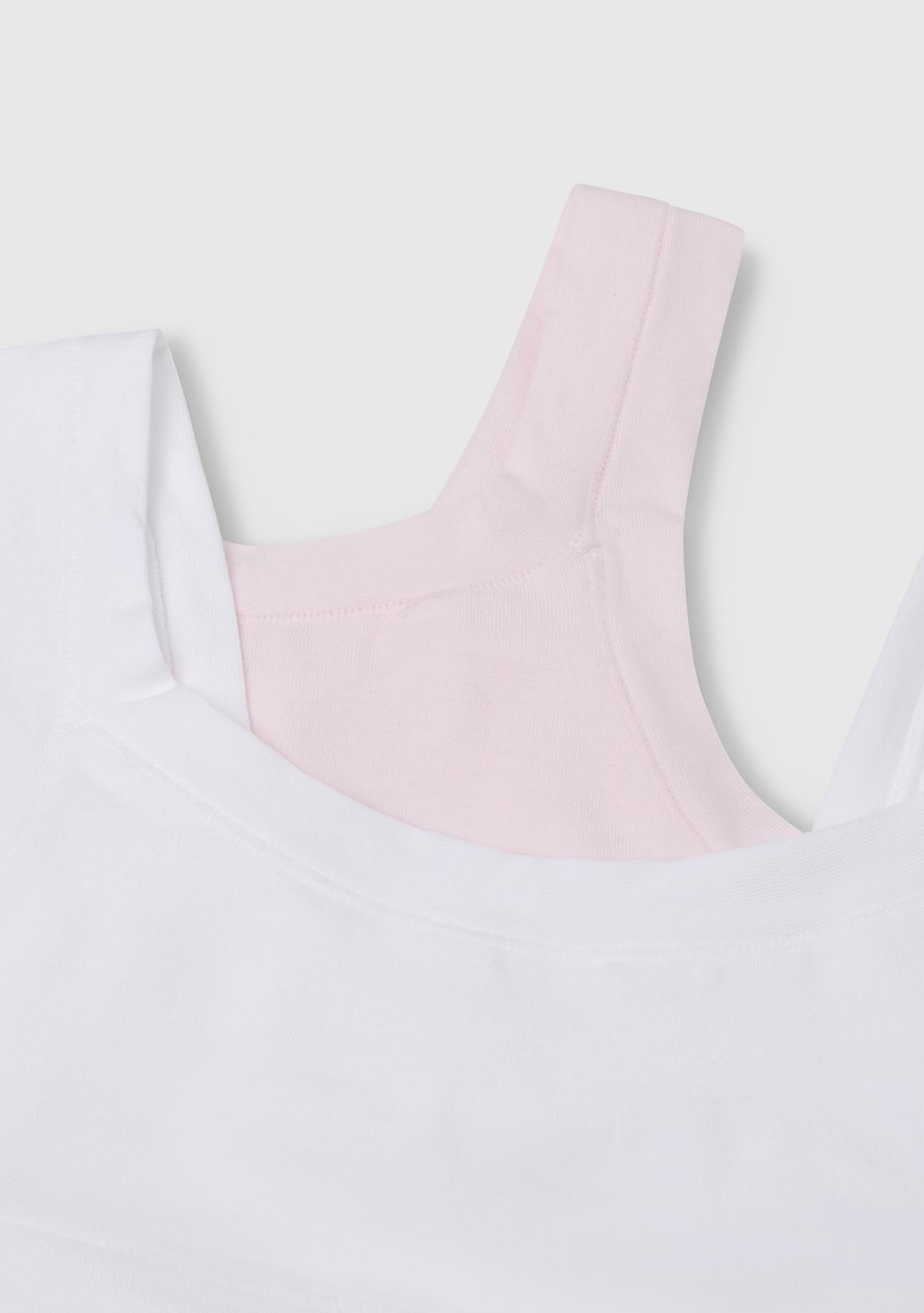 Kız Çocuk Pembe-Beyaz 2li Pamuklu Streç Sütyen