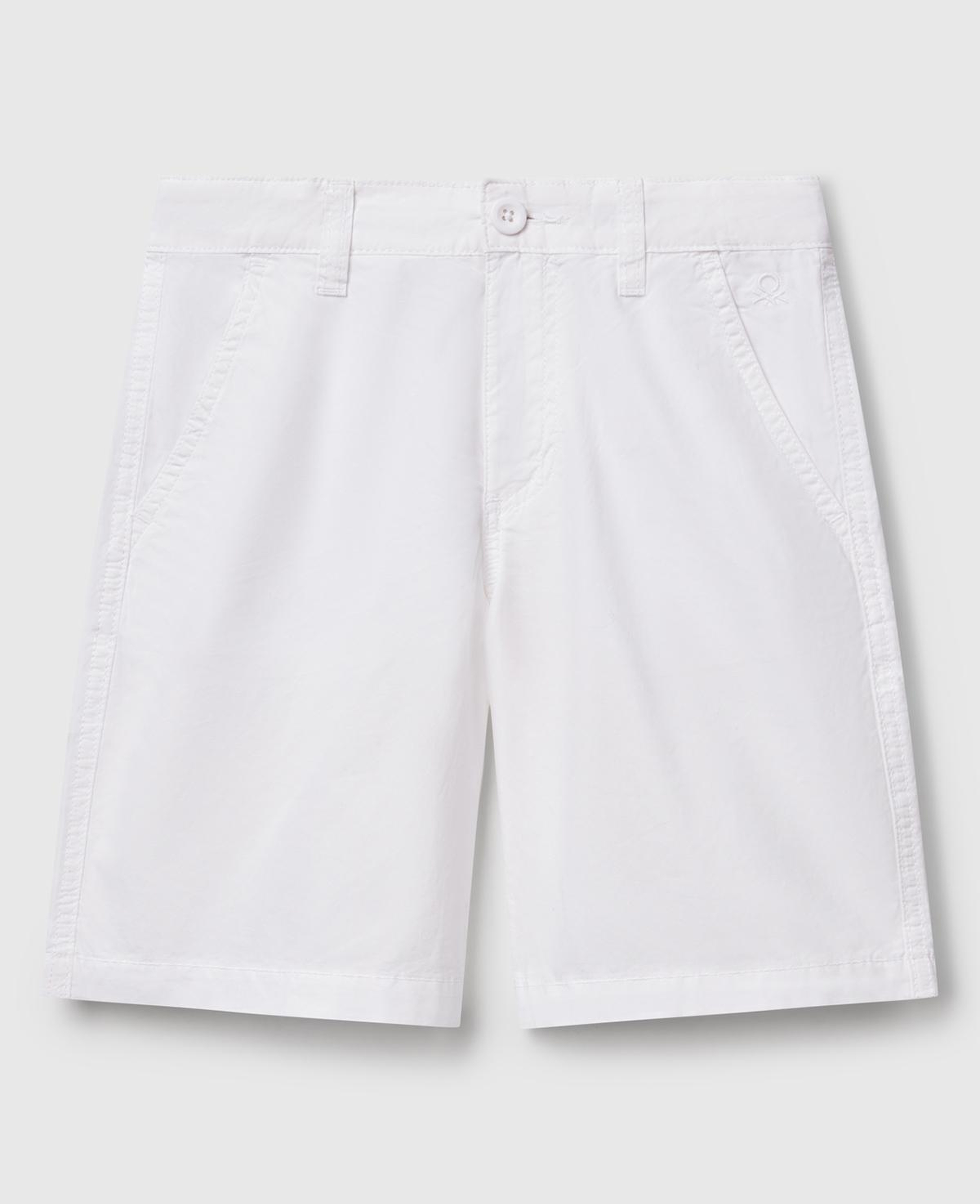 Erkek Çocuk Beyaz Cepli Regular Fit Denim Bermuda Şort