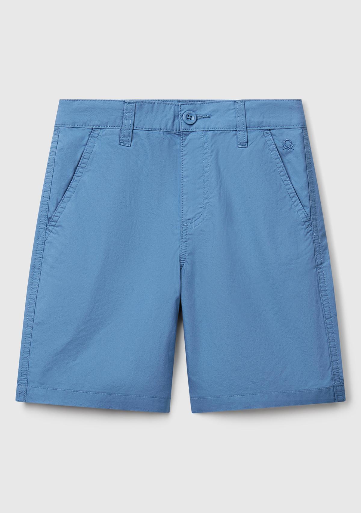 Erkek Çocuk Havacı Mavi Cepli Regular Fit Denim Bermuda Şort