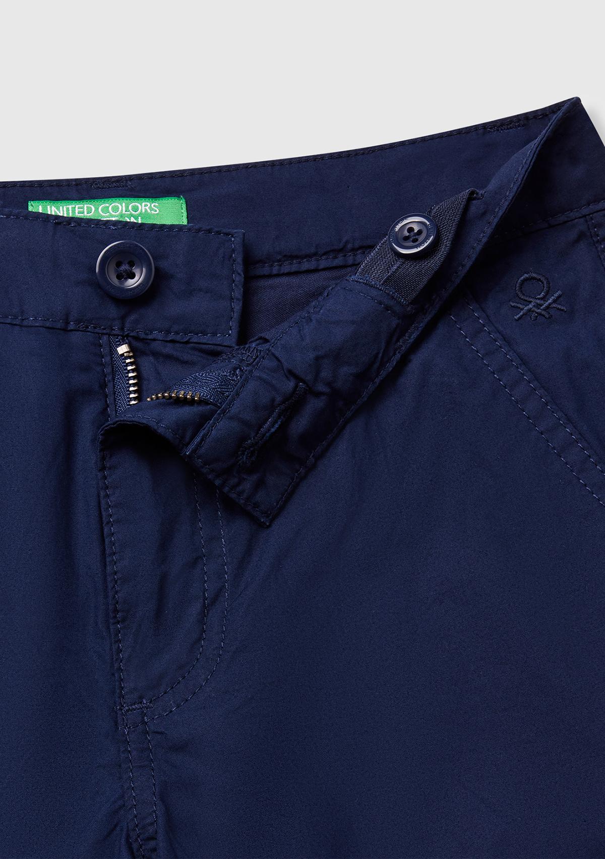 Erkek Çocuk Lacivert Cepli Regular Fit Denim Bermuda Şort