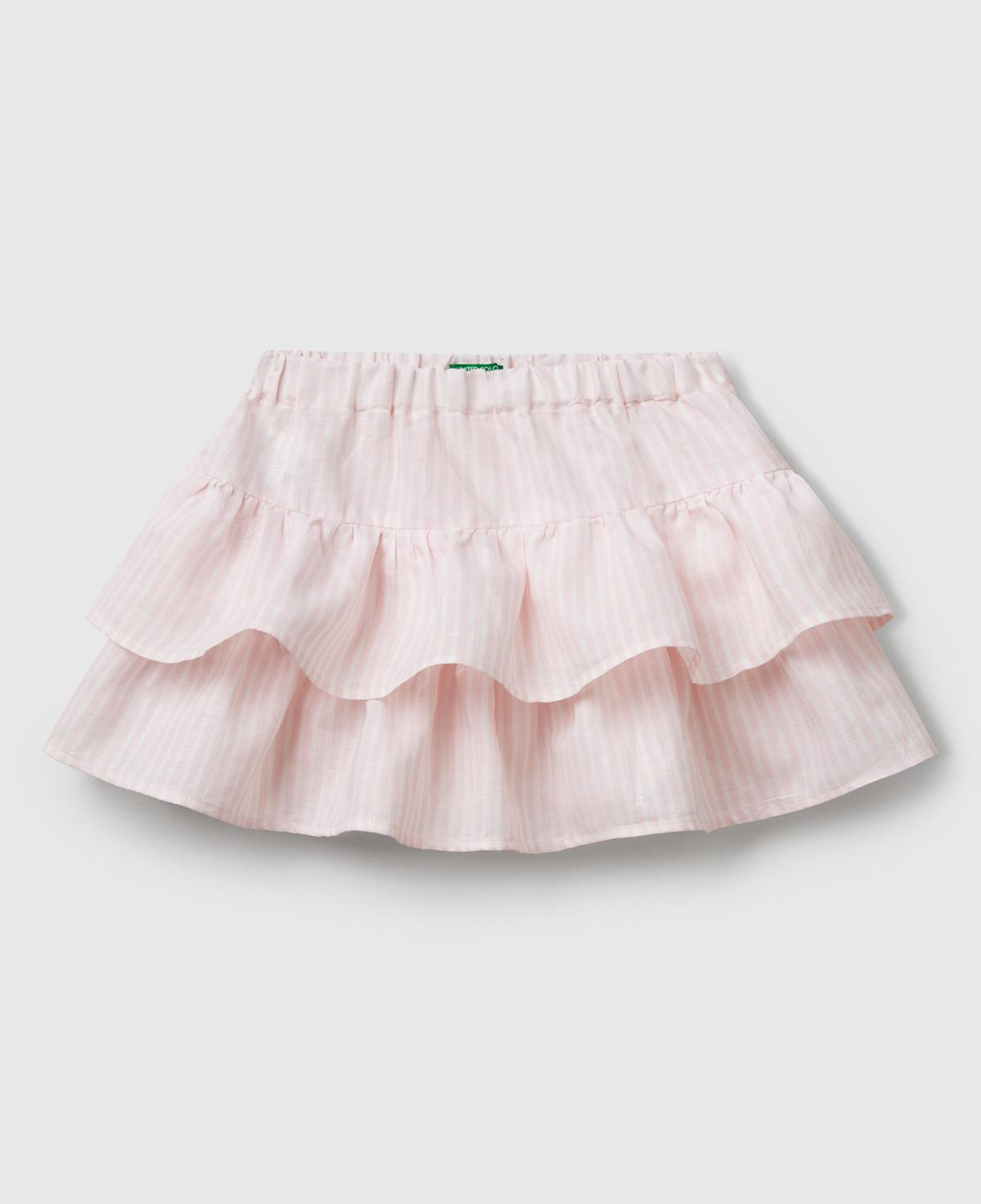 Kız Çocuk Toz Pembe Tamamı Baskılı Beli Lastikli Katlı Etek