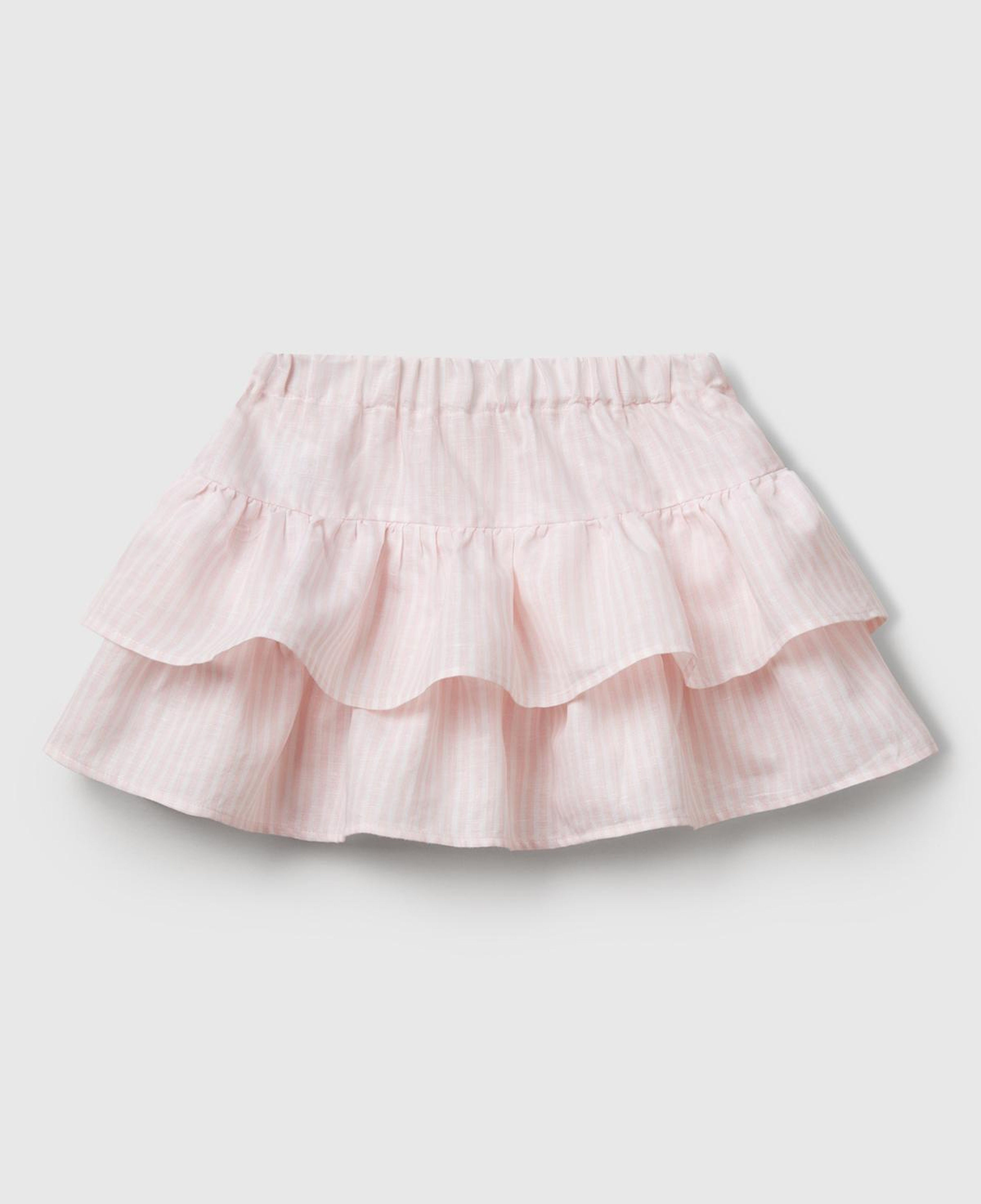 Kız Çocuk Toz Pembe Tamamı Baskılı Beli Lastikli Katlı Etek