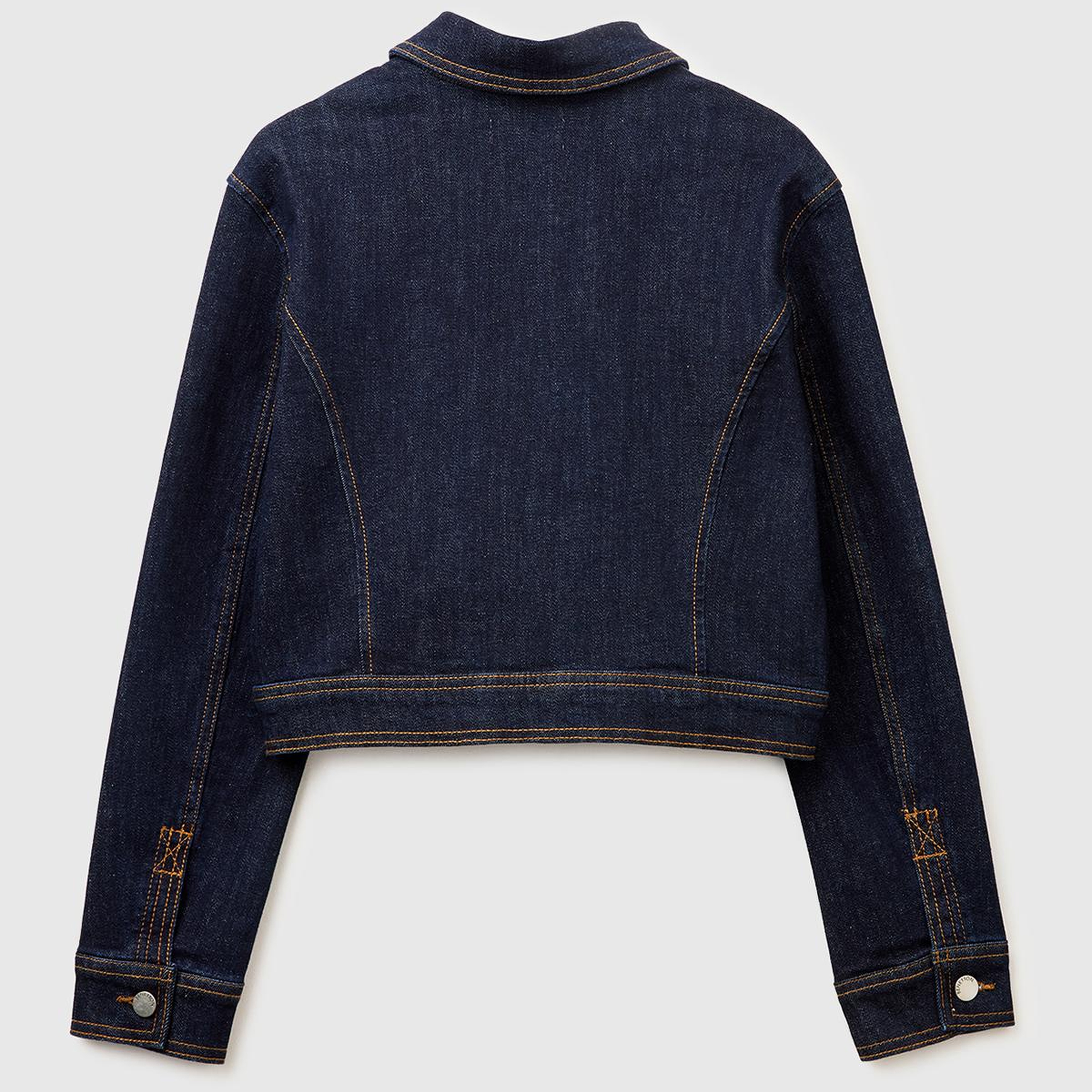 Kadın Lacivert Pamuk Karışımlı Fermuarlı Yamalı Cepli Denim Ceket