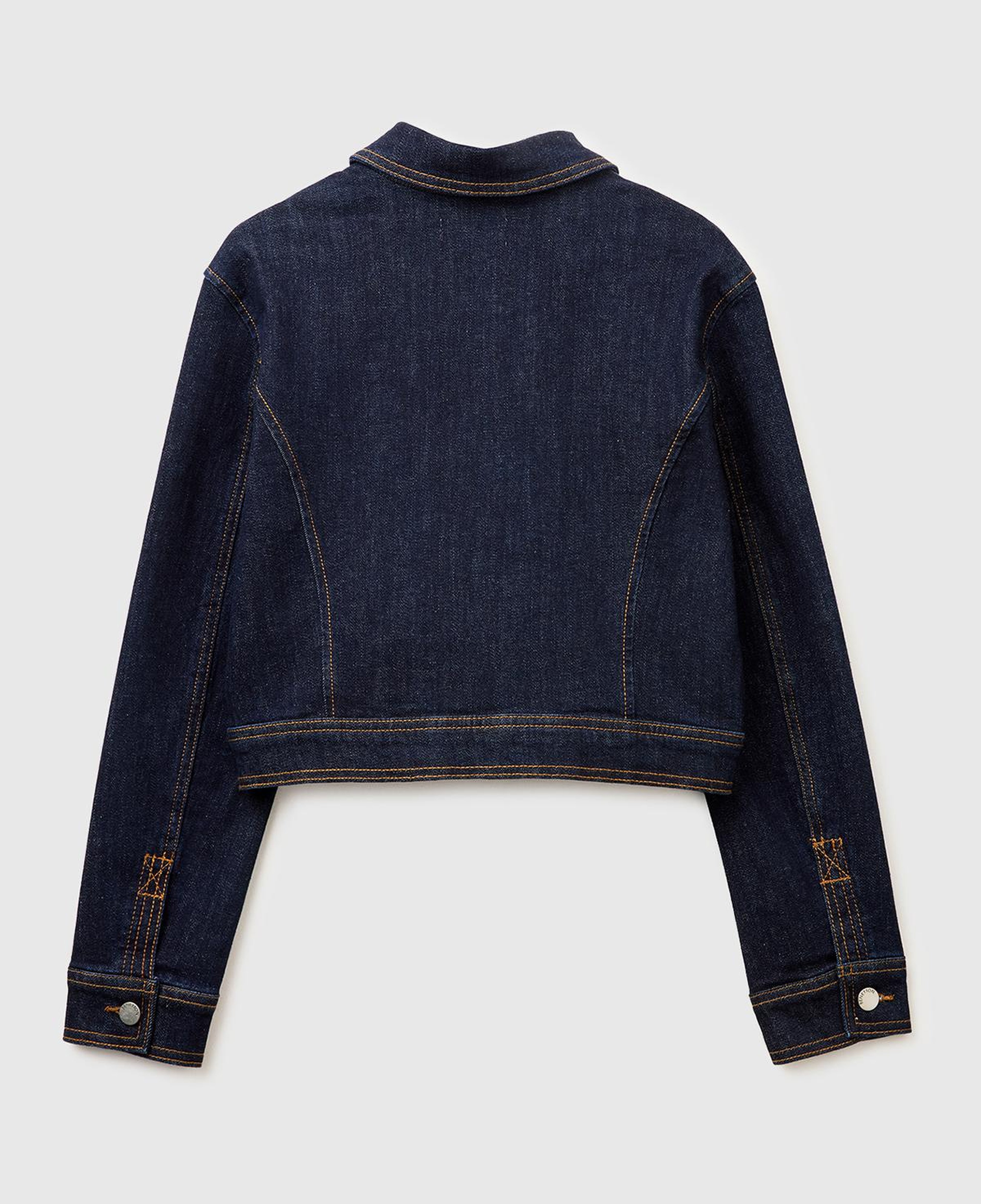 Kadın Lacivert Pamuk Karışımlı Fermuarlı Yamalı Cepli Denim Ceket