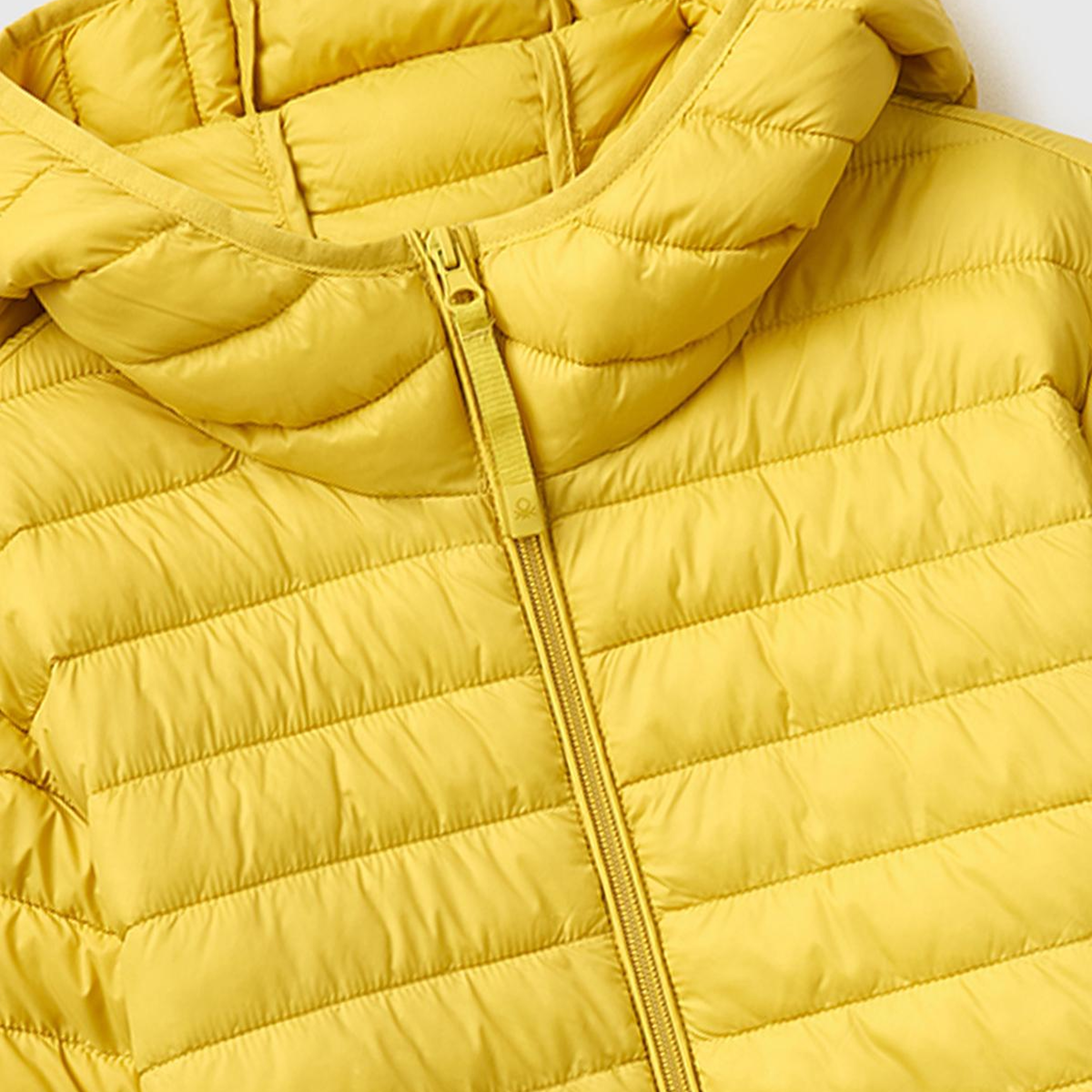 Erkek Sarı Polyester Dolgulu Regular Fit Kapüşonlu Puffer Mont