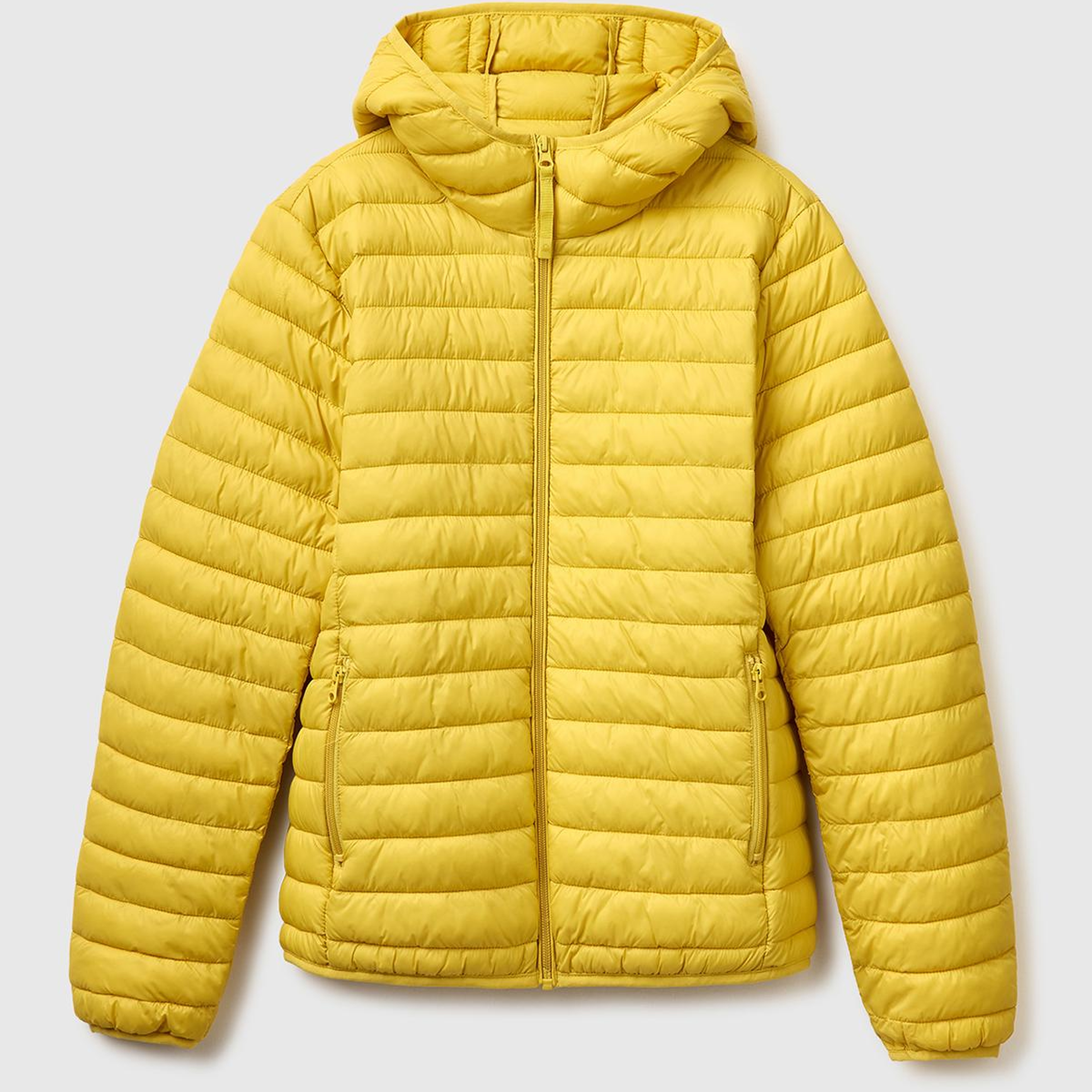 Erkek Sarı Polyester Dolgulu Regular Fit Kapüşonlu Puffer Mont