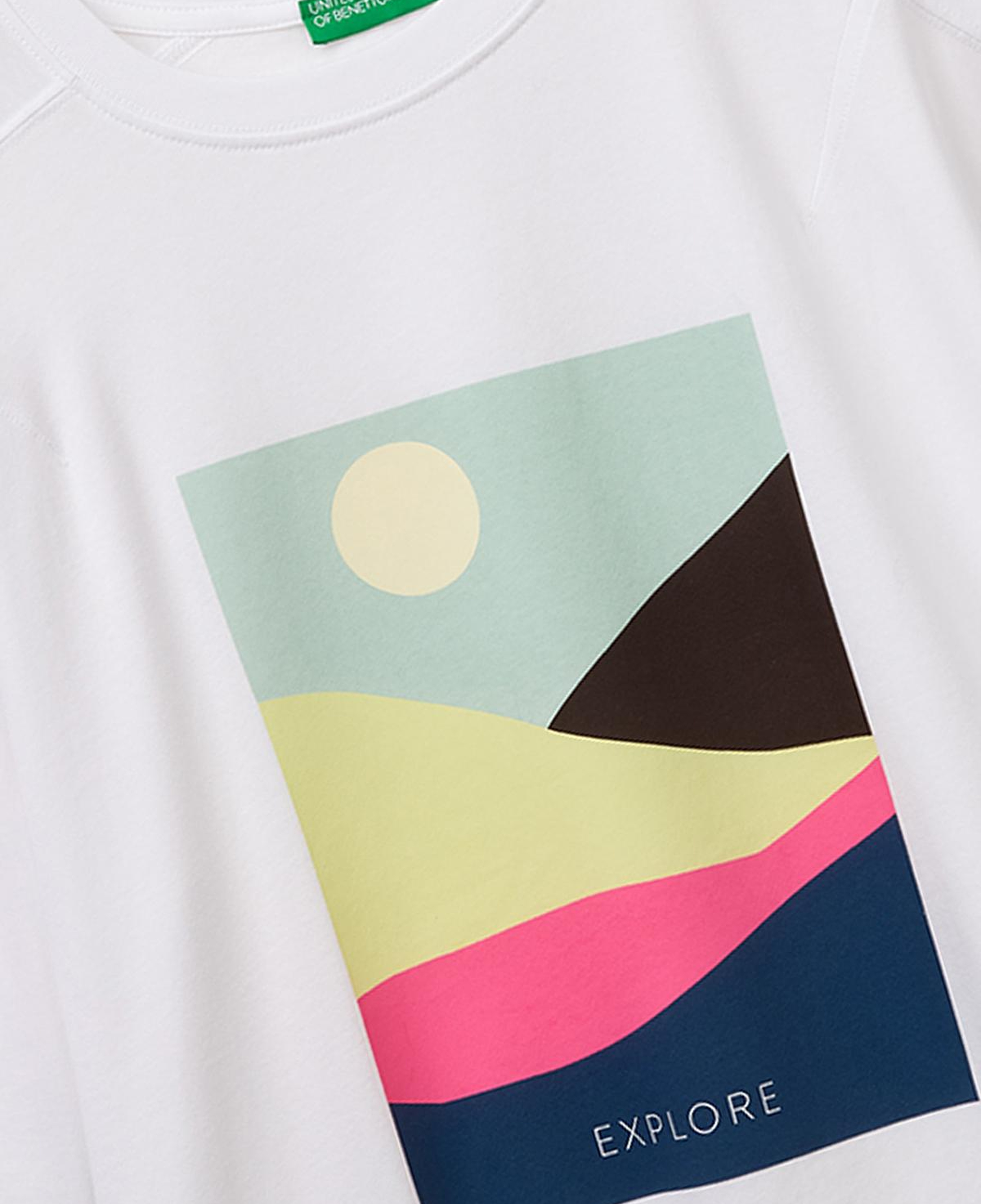 Kadın Beyaz Mix %100 Pamuk Su Bazlı Baskılı Oversize Bisiklet Yaka T-Shirt