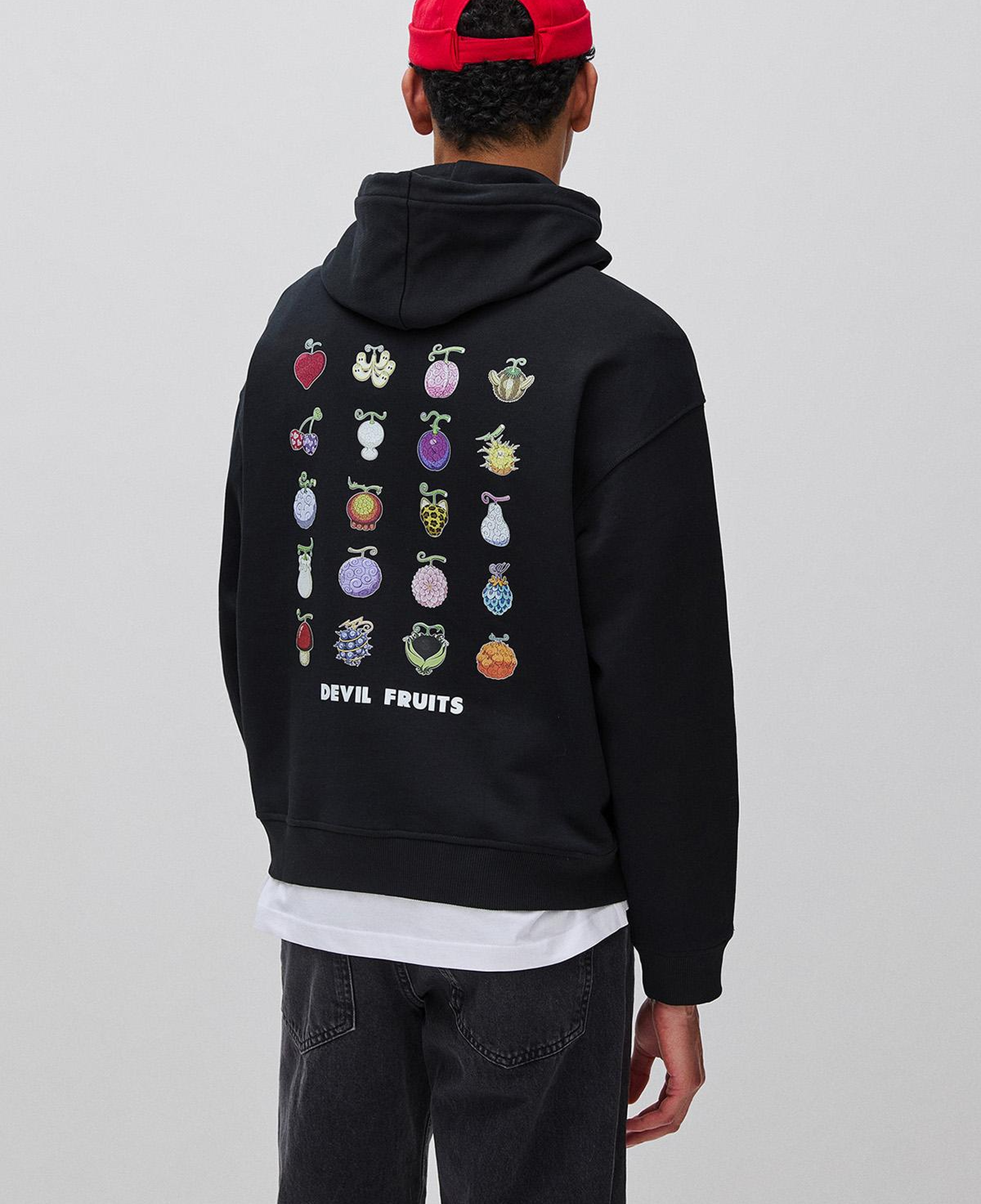 Erkek Siyah  %100 Pamuk Kontrast Kordonlu Grafik Baskılı Kapüşonlu Sweatshirt