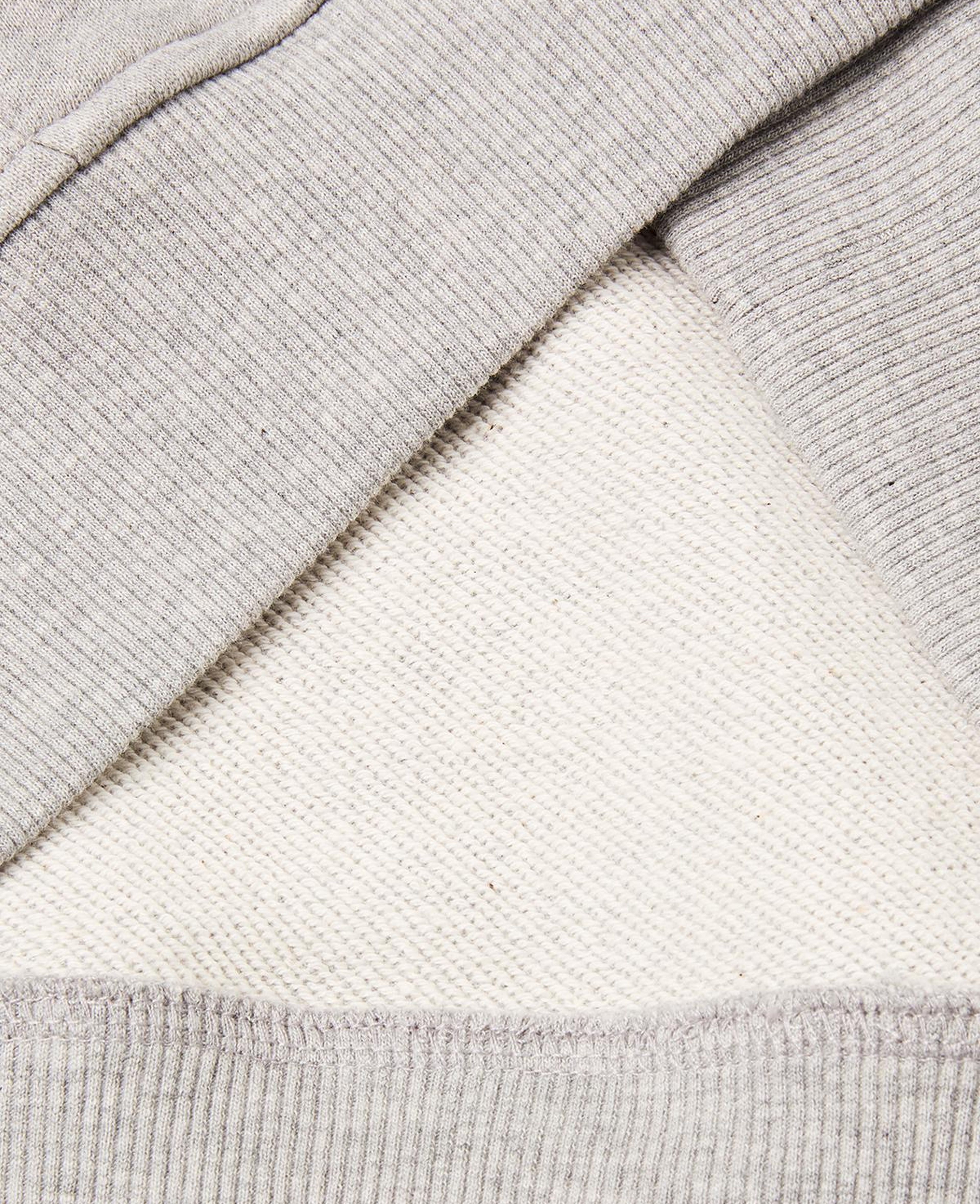 Erkek Gri Melanj %100 Pamuk Kontrast Kordonlu Grafik Baskılı Kapüşonlu Sweatshirt