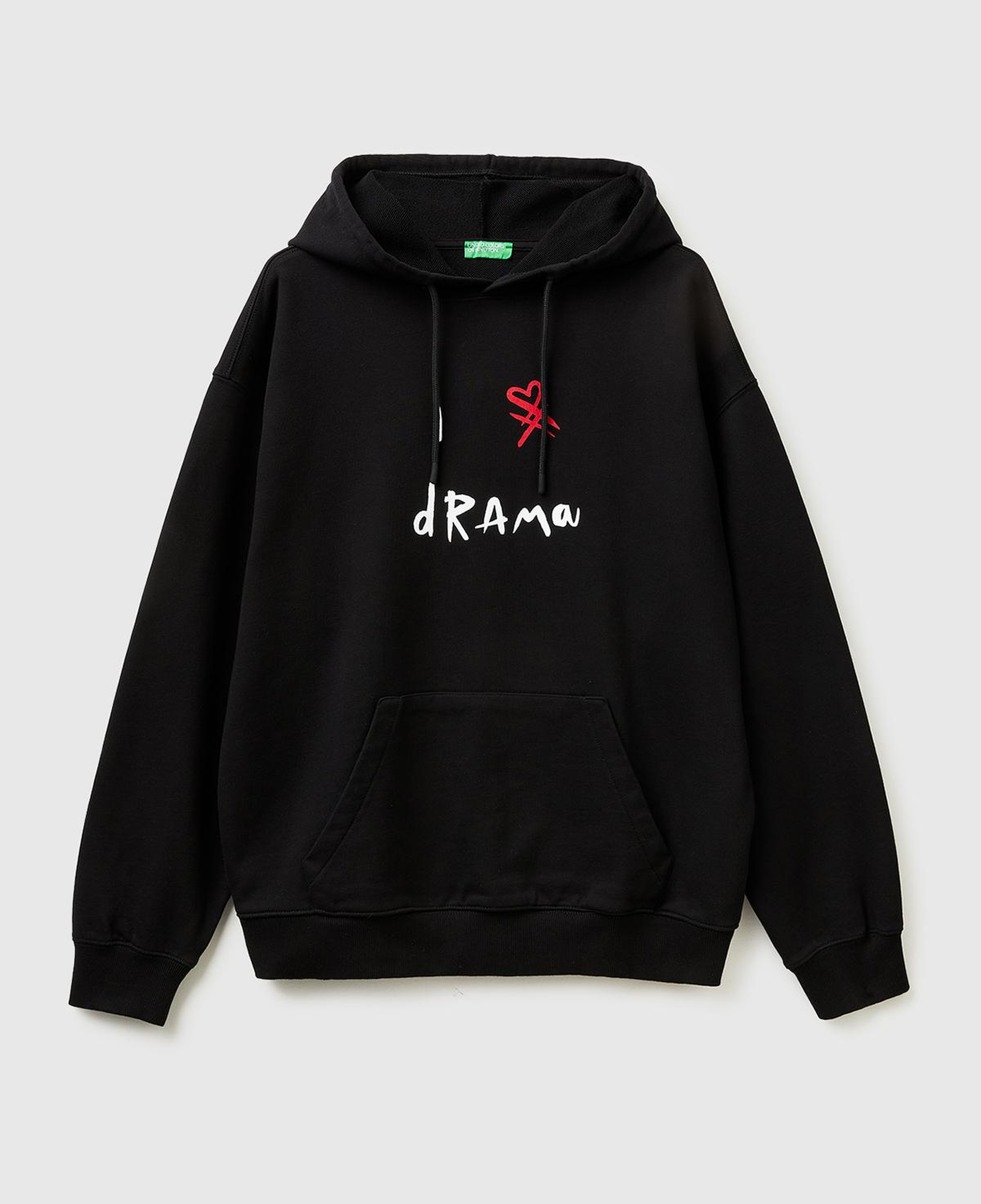 Erkek Siyah  %100 Pamuk Grafik Baskılı Kapüşonlu Sweatshirt