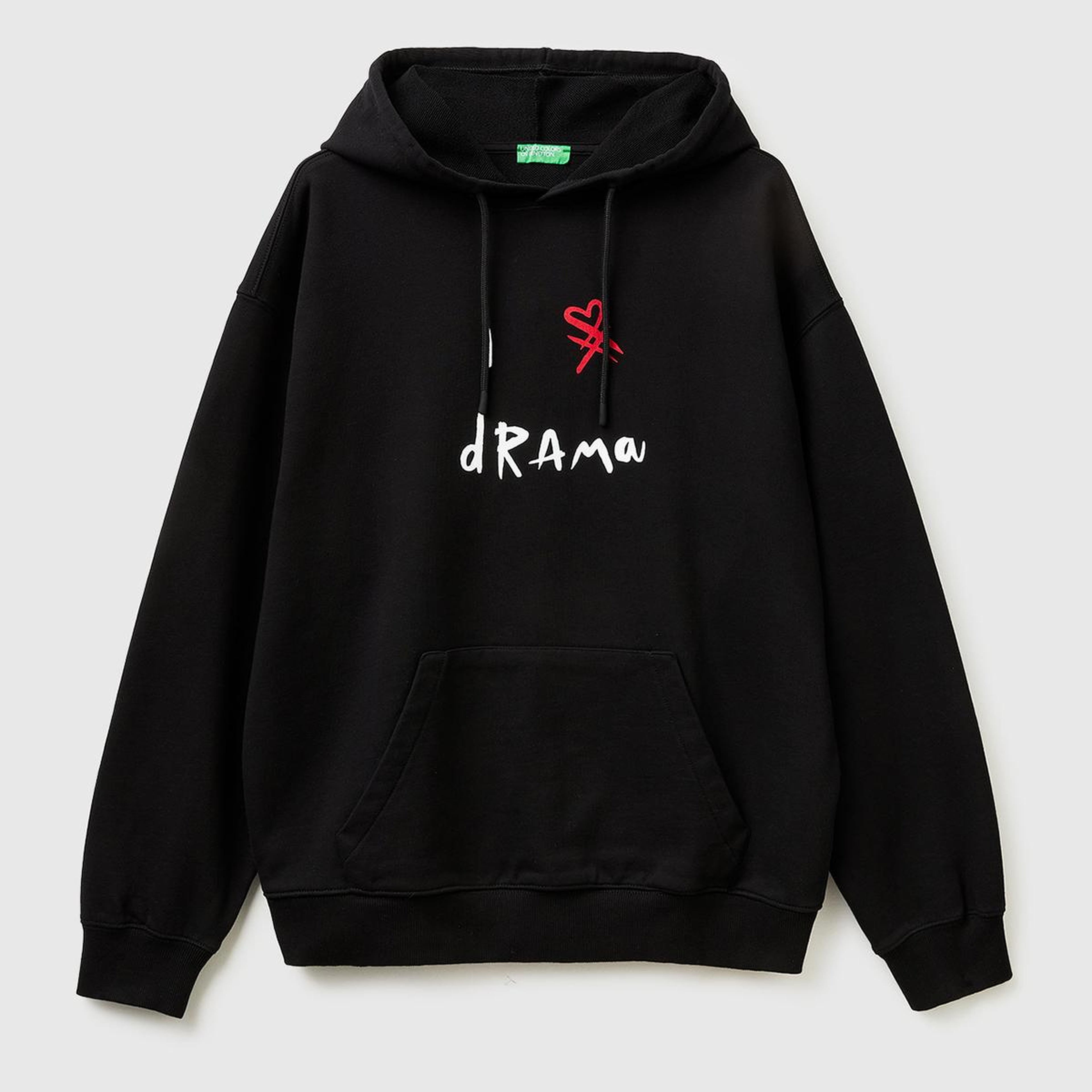 Erkek Siyah  %100 Pamuk Grafik Baskılı Kapüşonlu Sweatshirt
