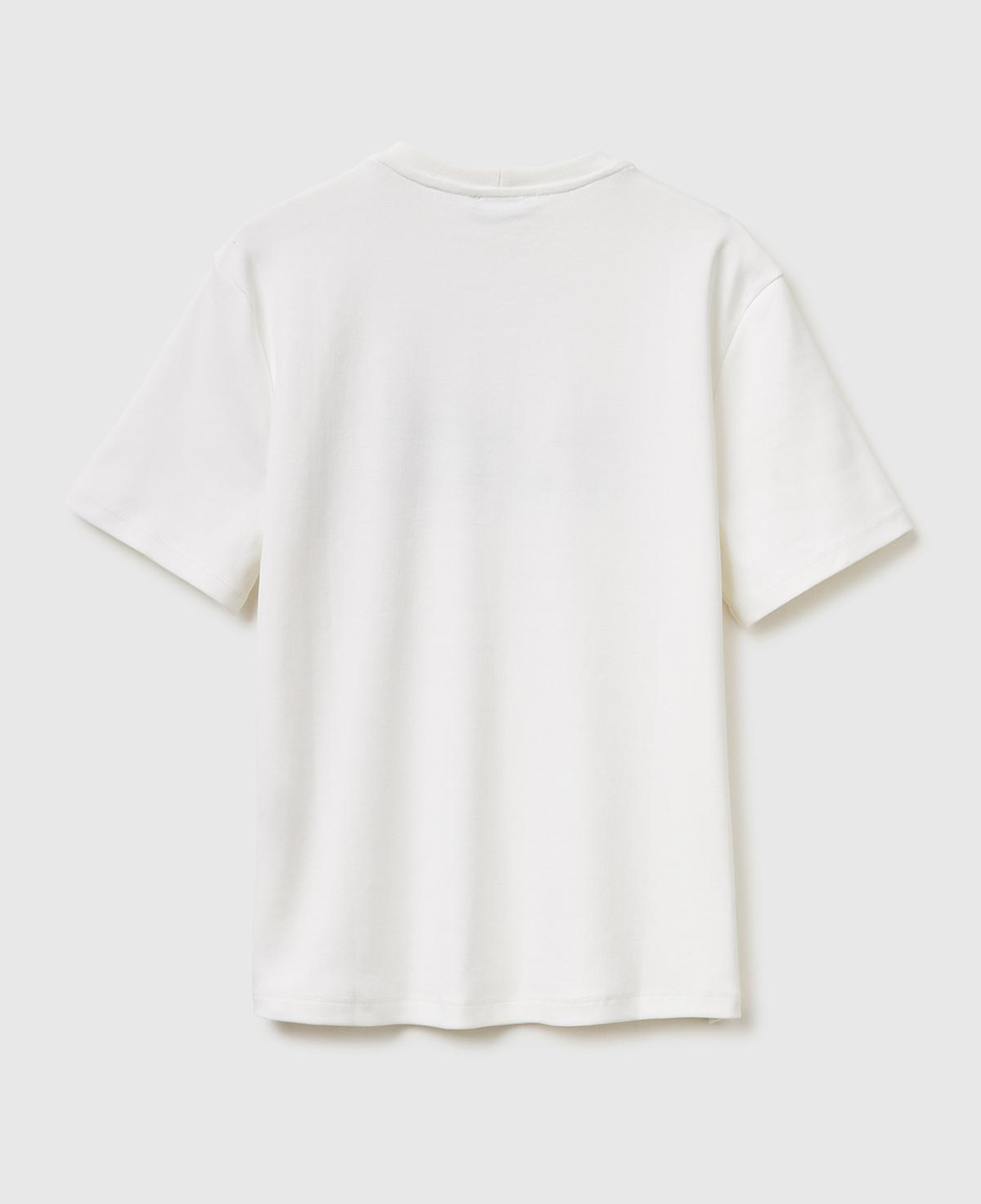Kadın Krem Pamuk Karışımlı Önü Nakışlı Bisiklet Yaka T-Shirt