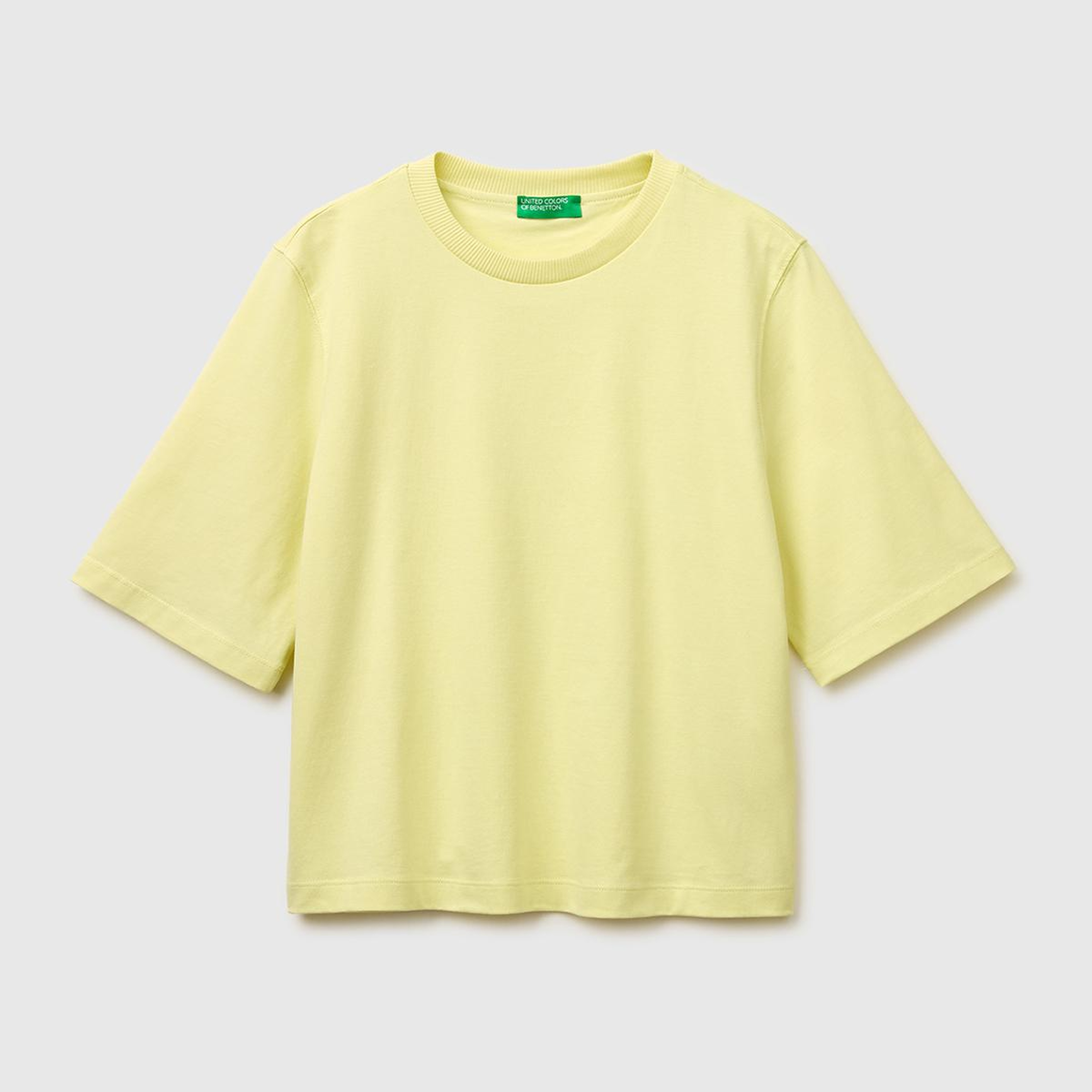 Kadın Sarı %100 Koton Boxy Fit T-Shirt