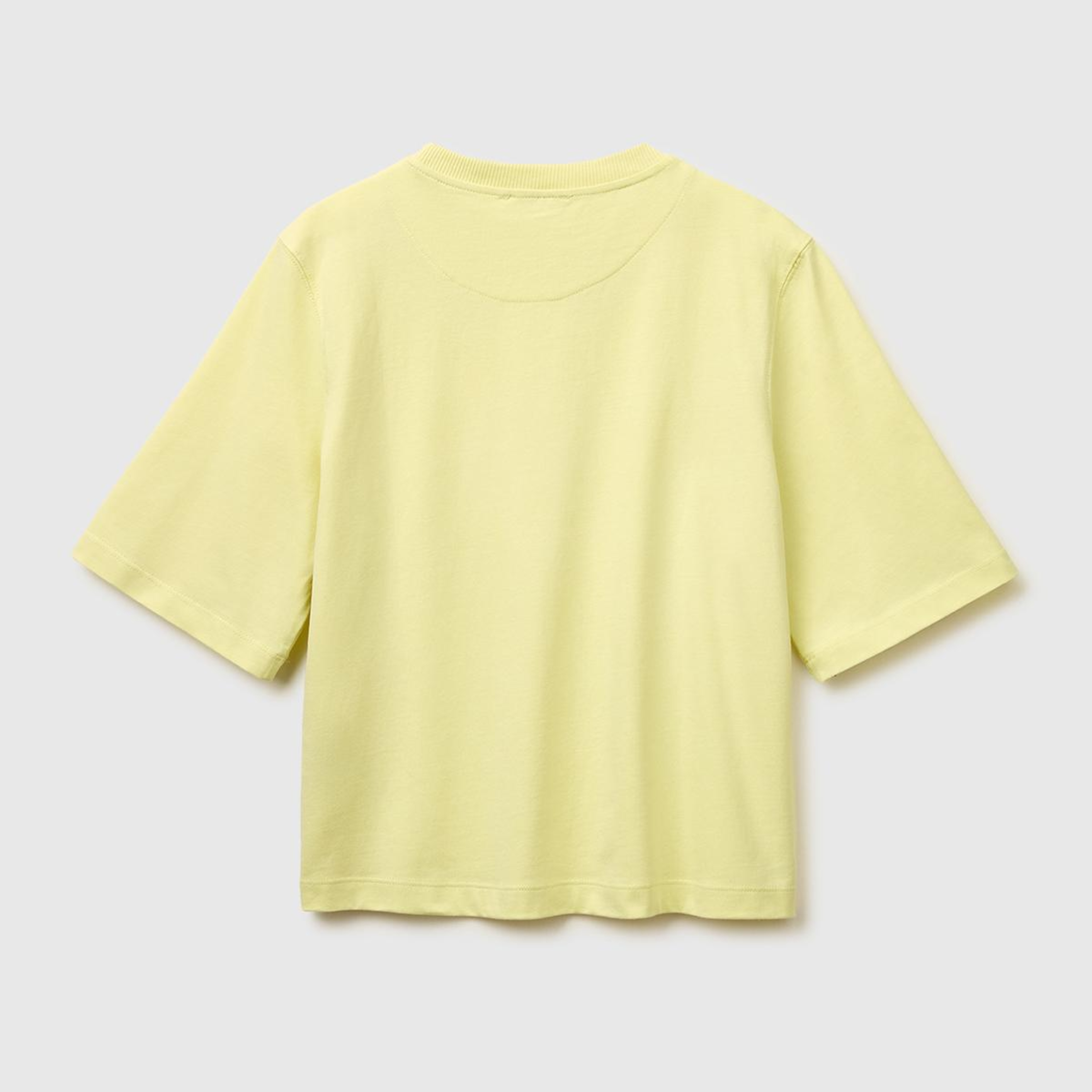 Kadın Sarı %100 Koton Boxy Fit T-Shirt