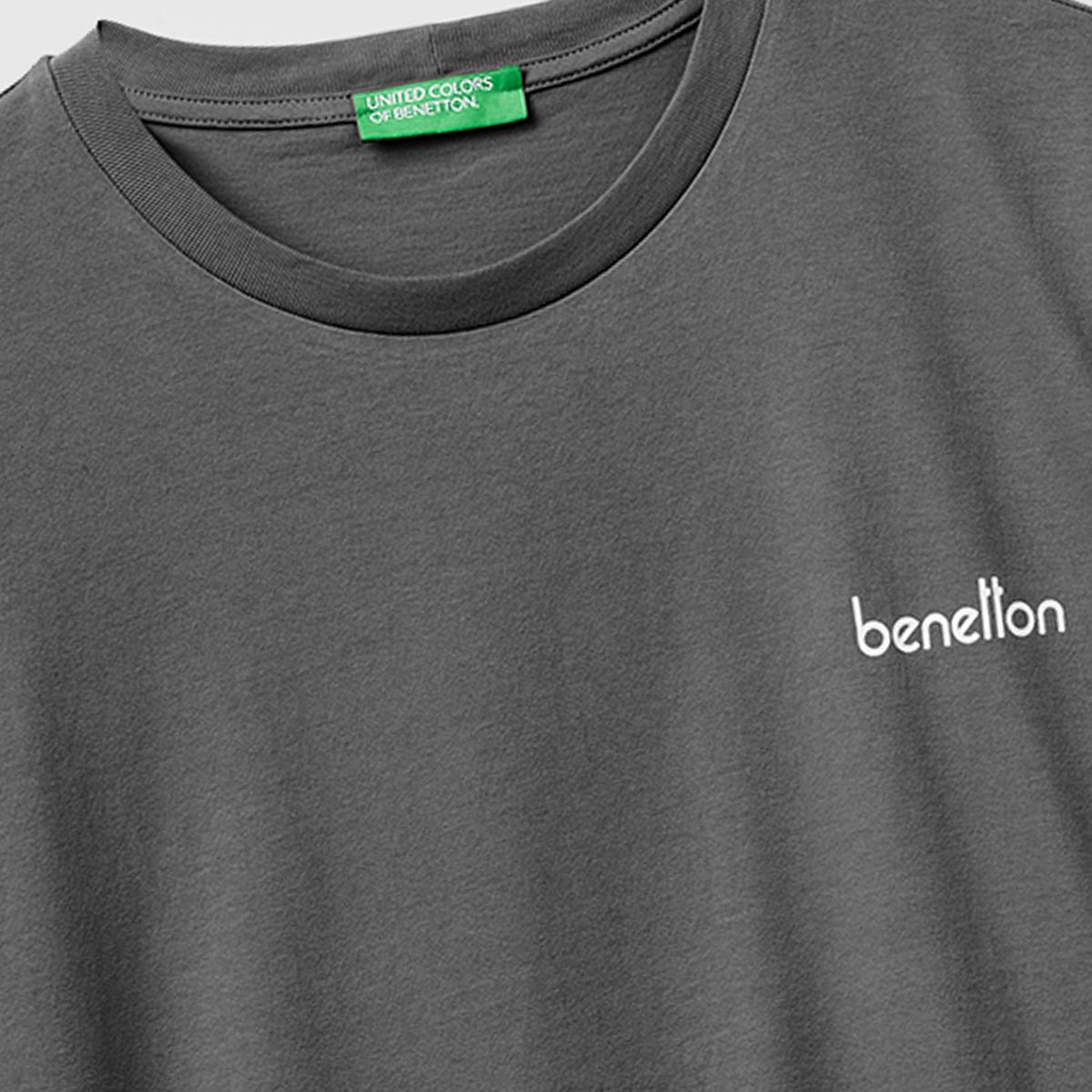 Erkek Antrasit  %100 Pamuk Logo Baskılı Regular Fit Bisiklet Yaka T-Shirt