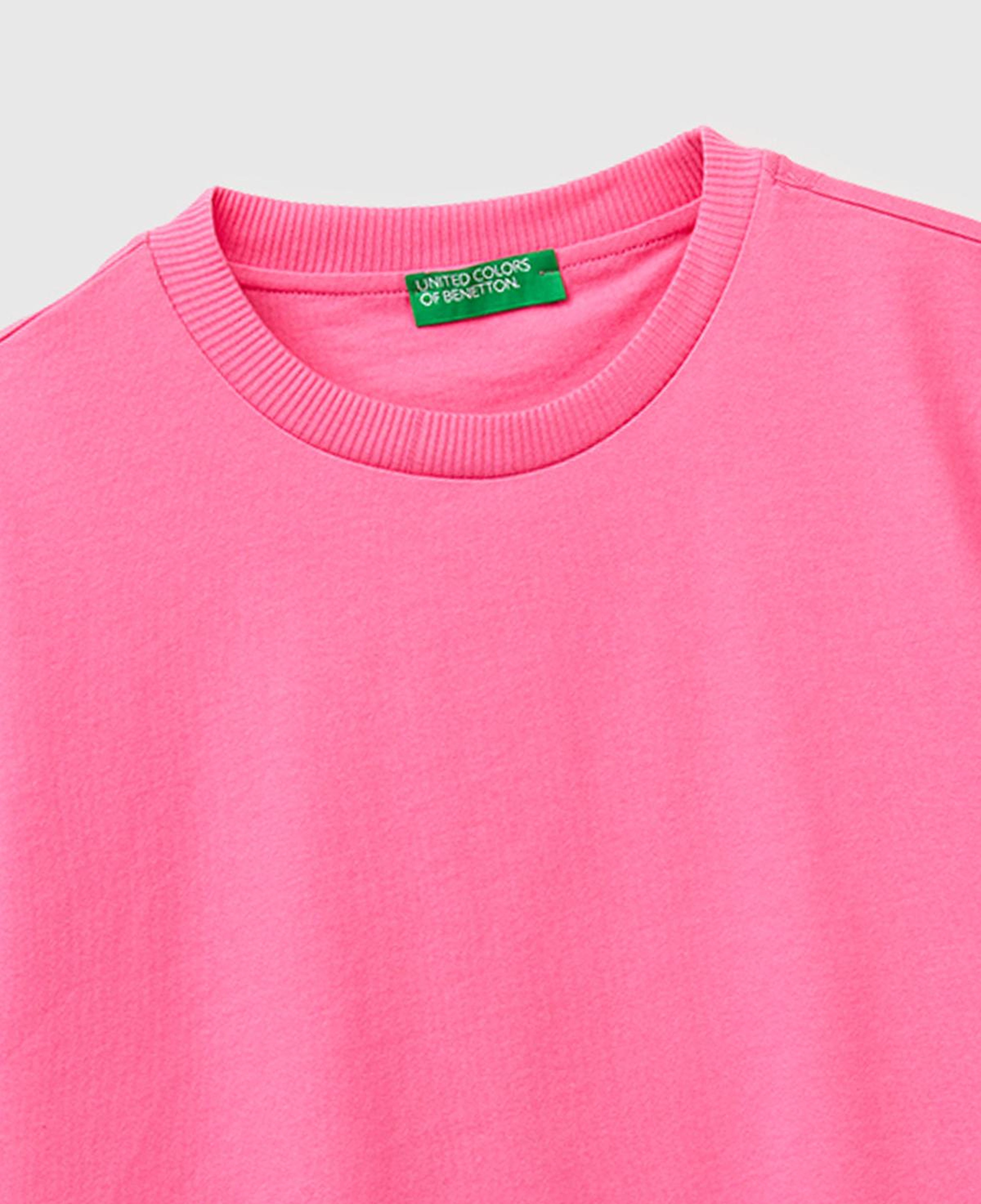 Kadın Fuşya %100 Koton Boxy Fit T-Shirt