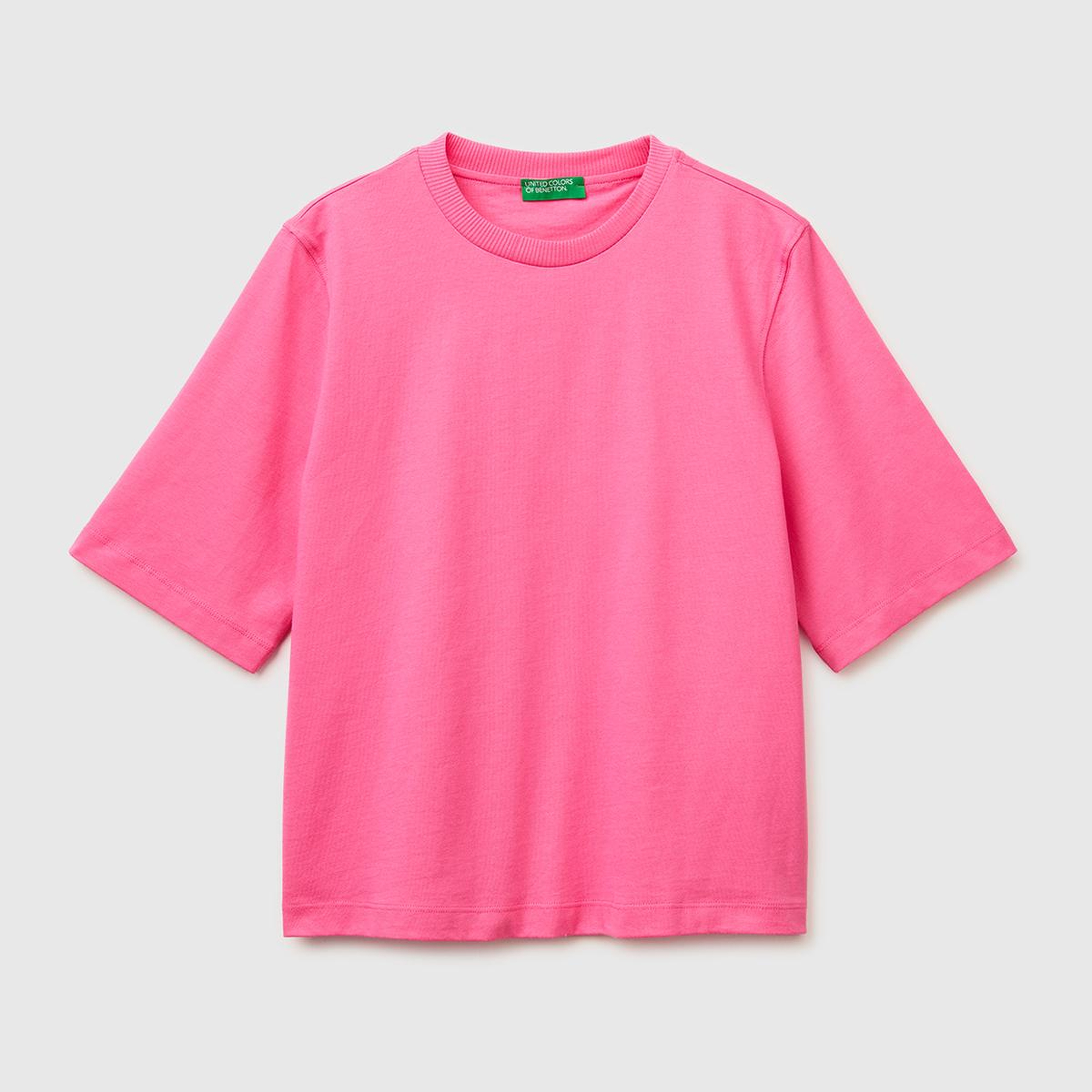 Kadın Fuşya %100 Koton Boxy Fit T-Shirt