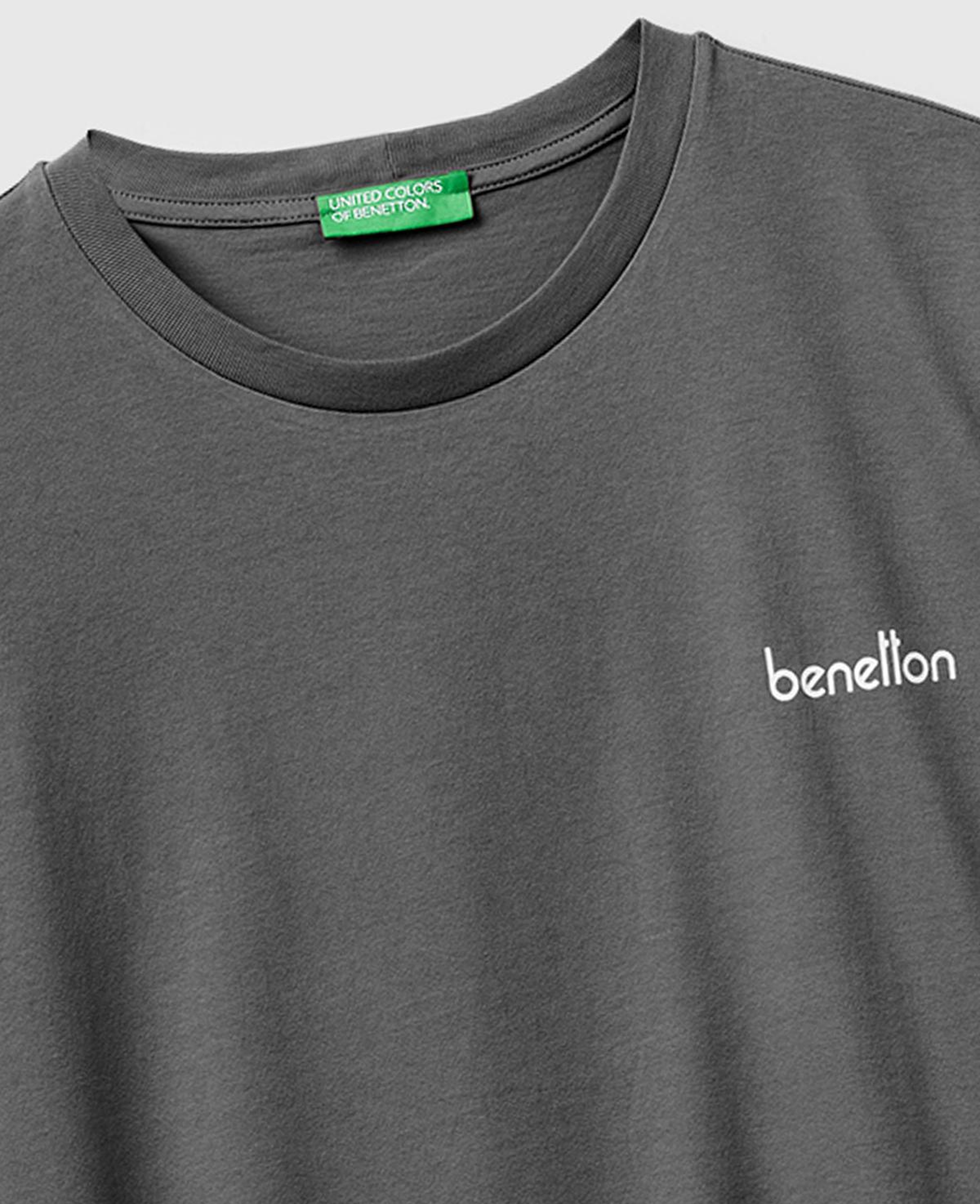 Erkek Antrasit %100 Pamuk Logo Baskılı Regular Fit Bisiklet Yaka T-Shirt