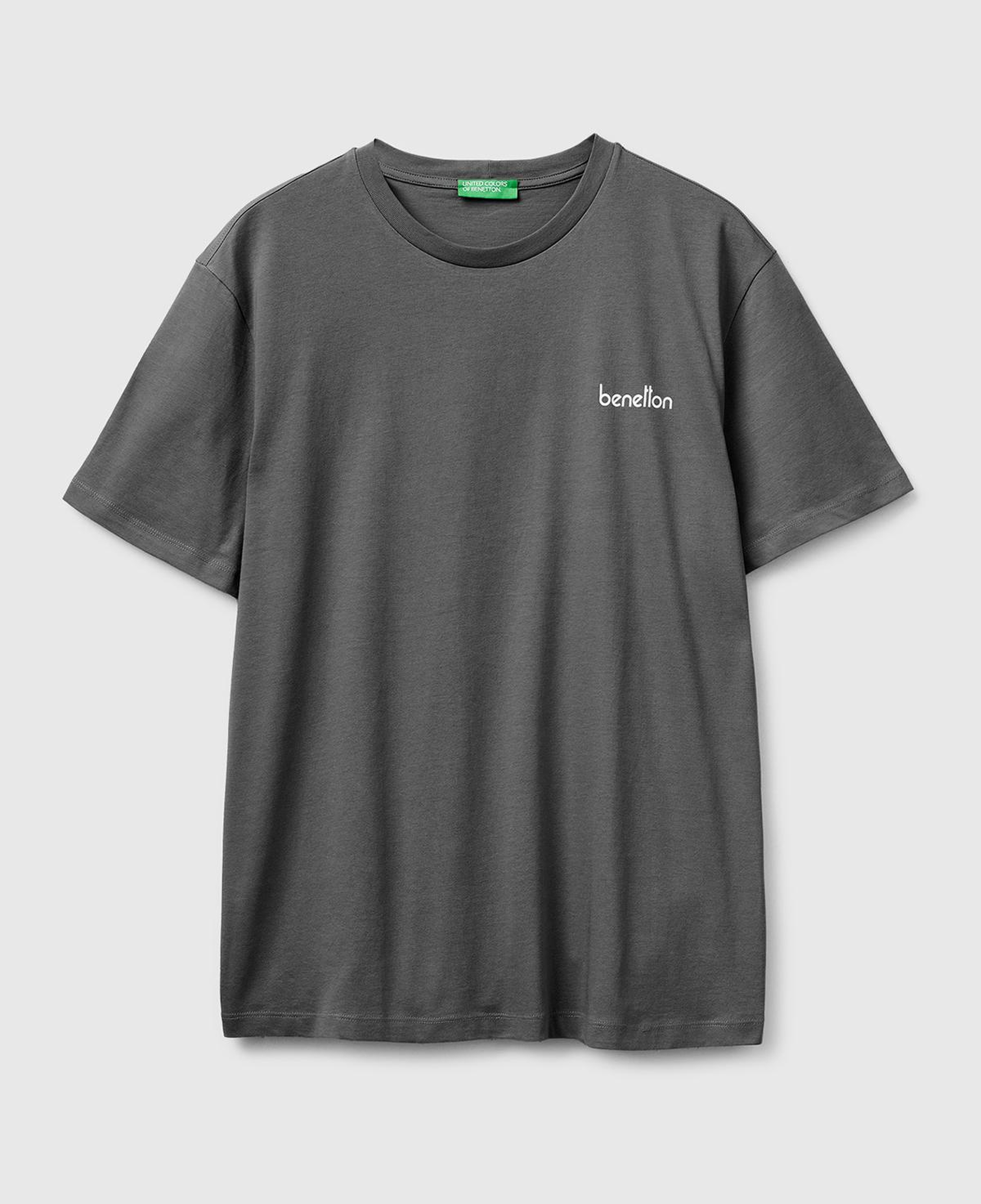 Erkek Antrasit %100 Pamuk Logo Baskılı Regular Fit Bisiklet Yaka T-Shirt