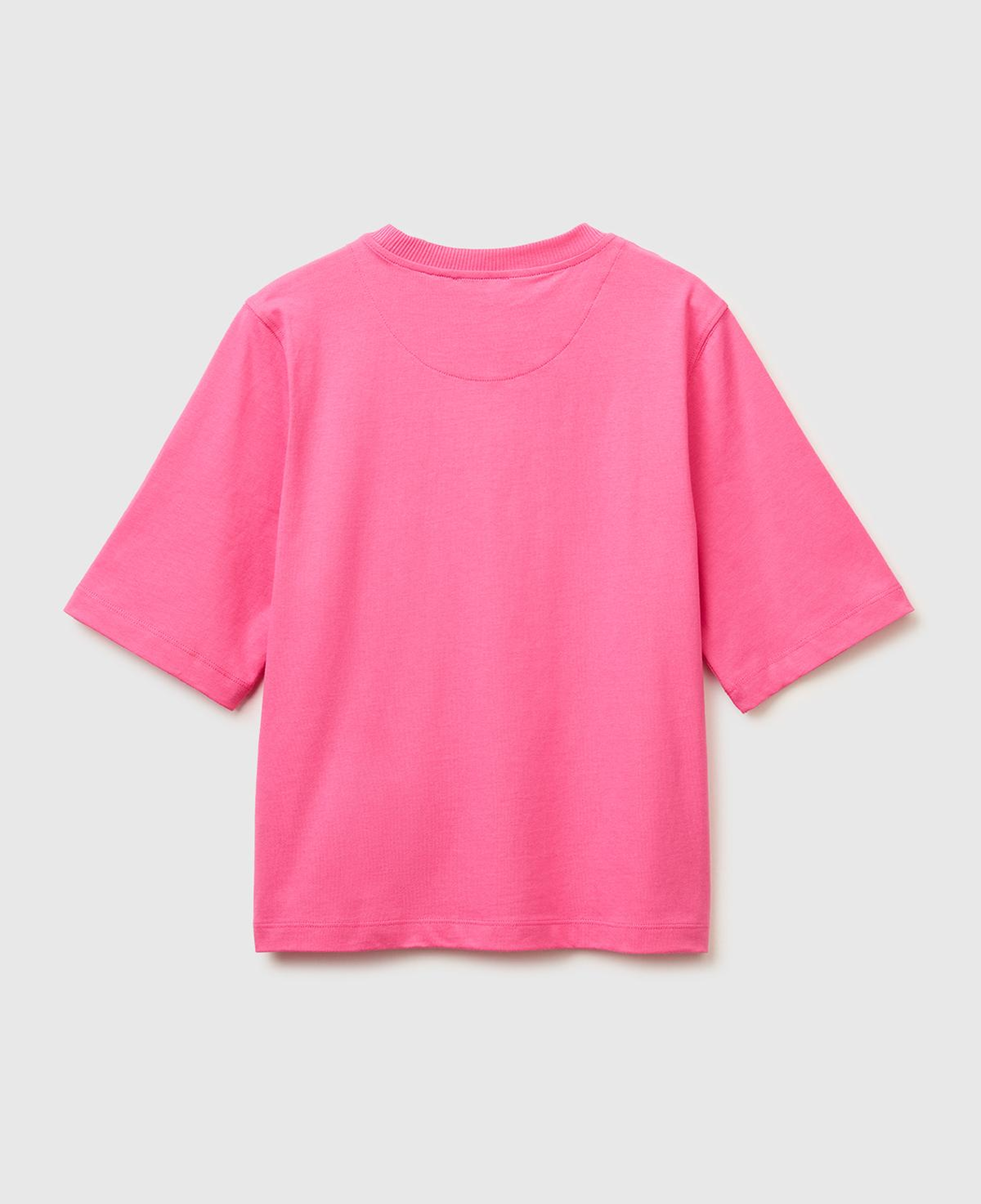 Kadın Fuşya %100 Koton Boxy Fit T-Shirt