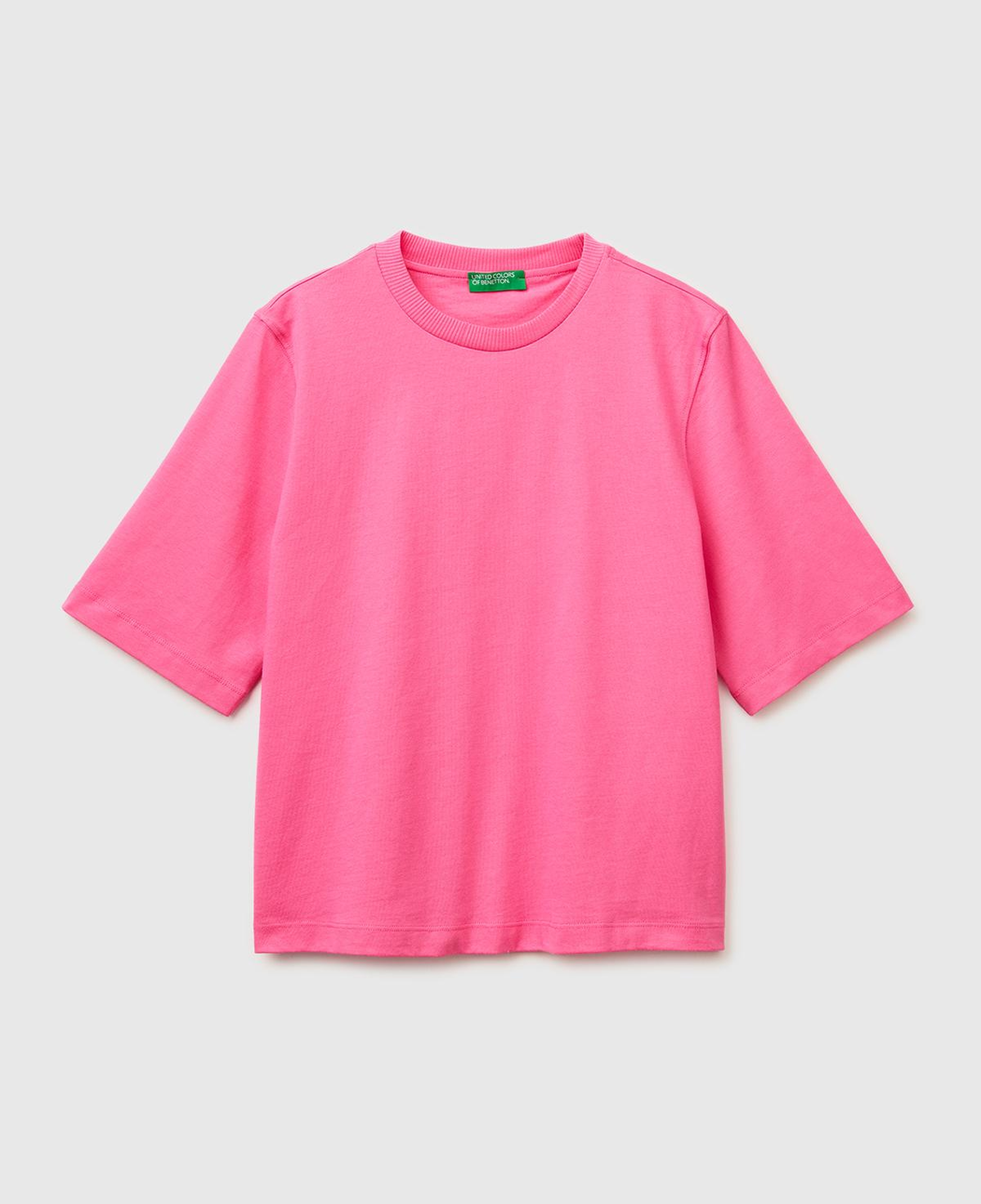 Kadın Fuşya %100 Koton Boxy Fit T-Shirt