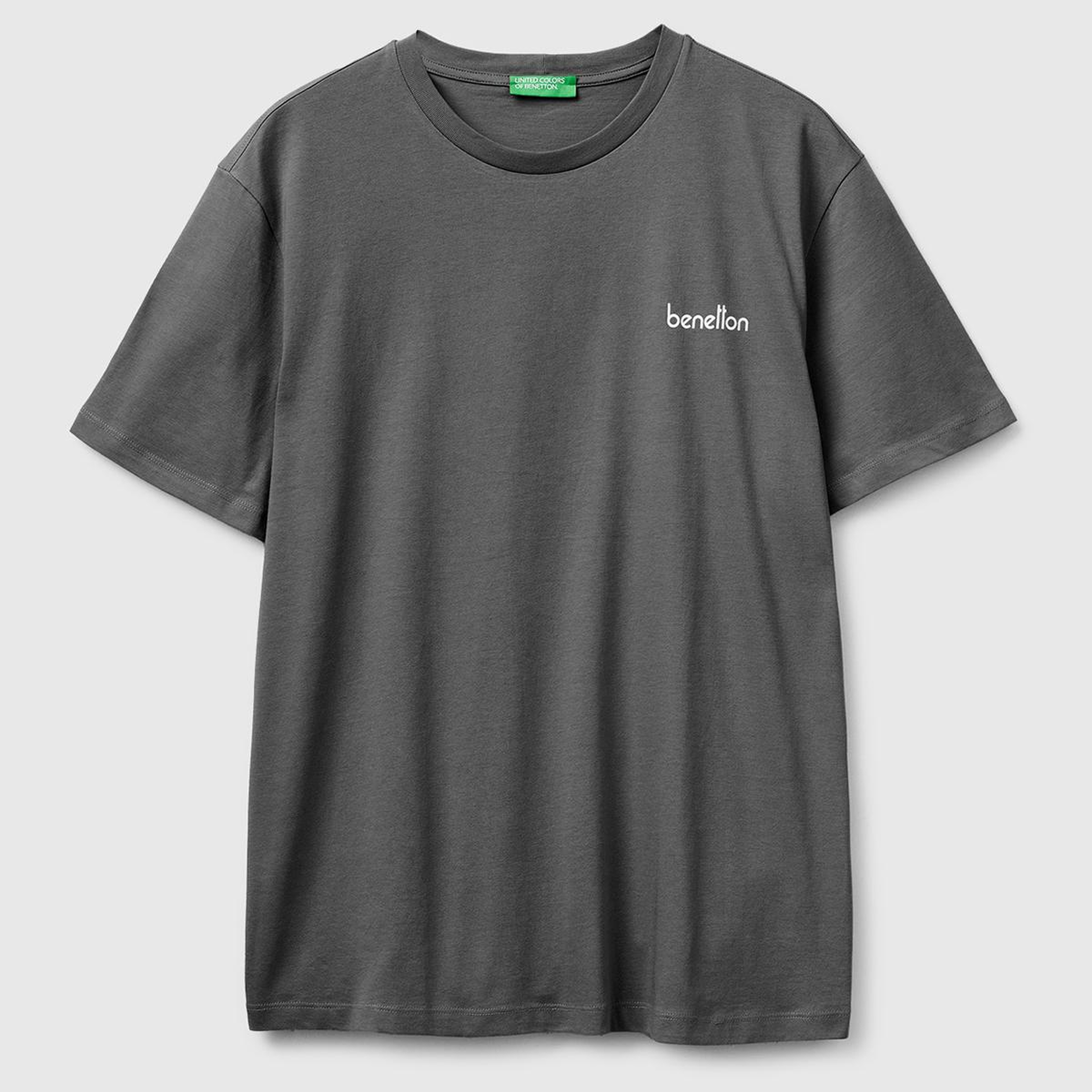 Erkek Antrasit  %100 Pamuk Logo Baskılı Regular Fit Bisiklet Yaka T-Shirt