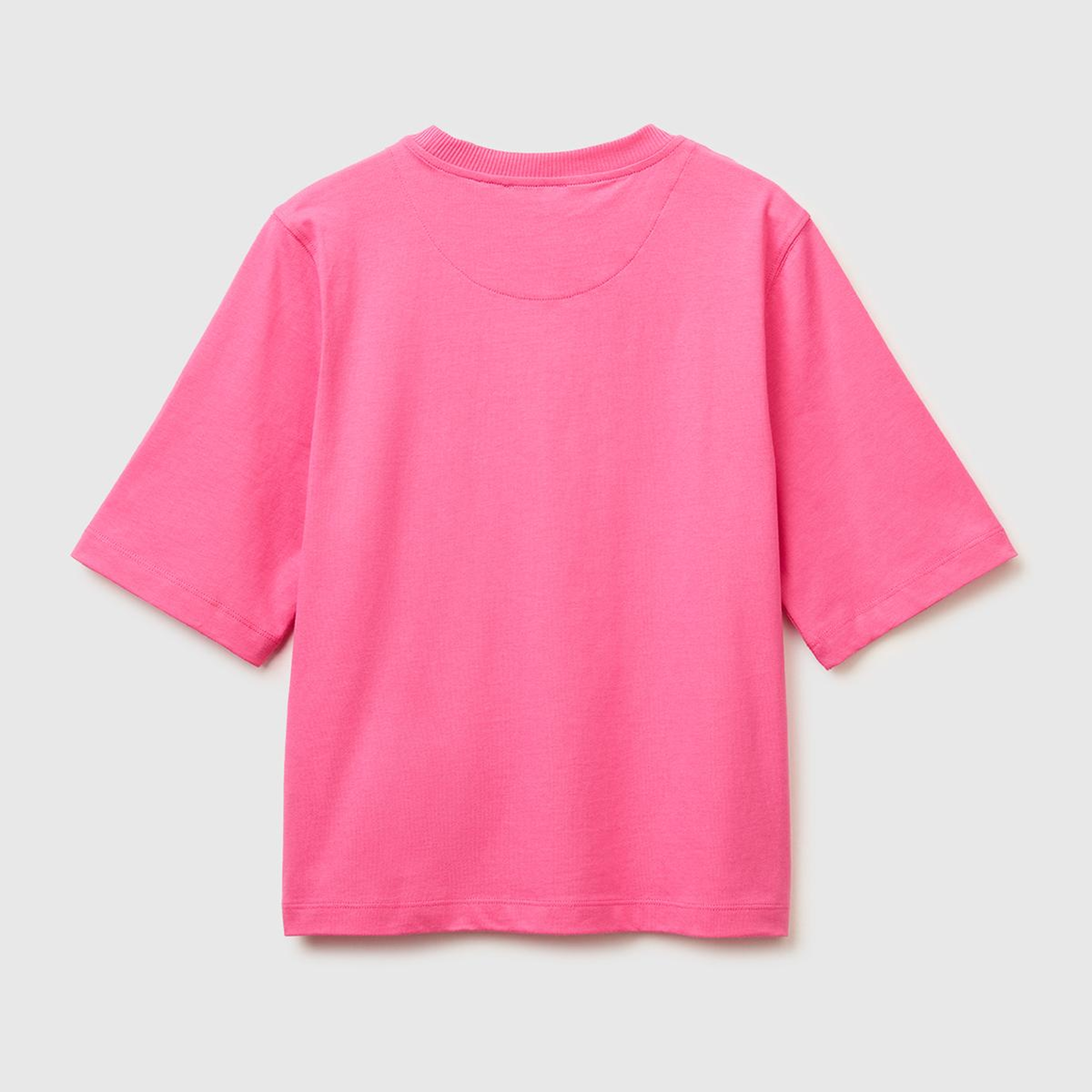 Kadın Fuşya %100 Koton Boxy Fit T-Shirt