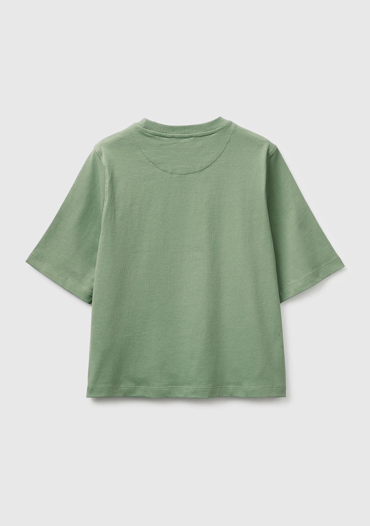 Kadın Haki %100 Koton Boxy Fit T-Shirt
