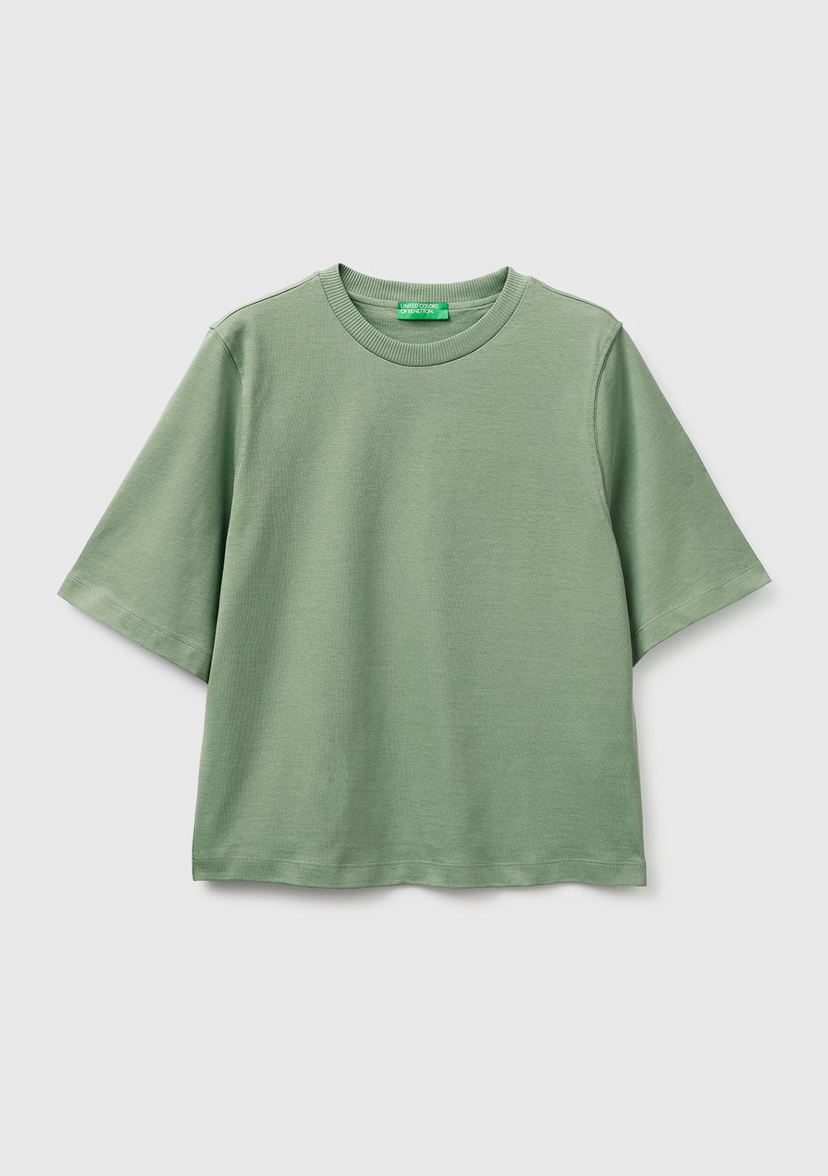 Kadın Haki %100 Koton Boxy Fit T-Shirt